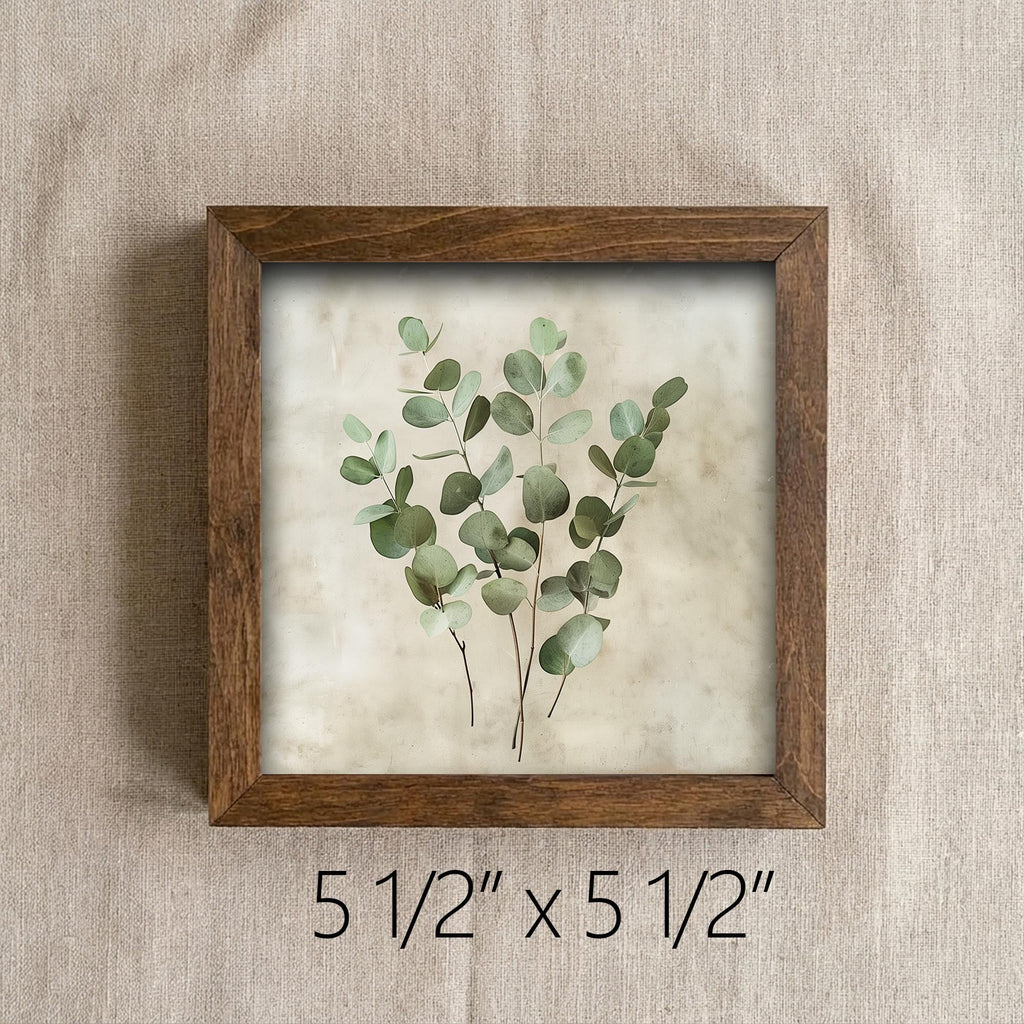 Eucalyptus Botanical Framed Wood Art | Farmhouse Greenery Decor | Rustic Wall Art | Nature Inspired Home Gift - TheGrumpyRooster