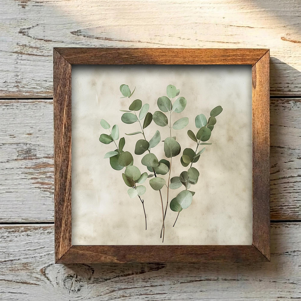 Eucalyptus Botanical Framed Wood Art | Farmhouse Greenery Decor | Rustic Wall Art | Nature Inspired Home Gift - TheGrumpyRooster