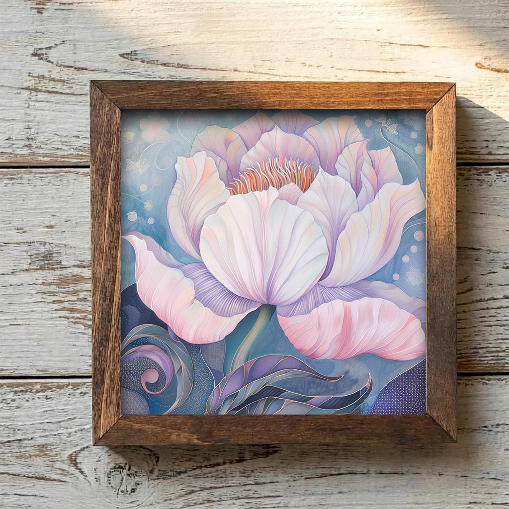 Whimsical Peony Framed Art | Soft Pink Flower Wall Decor | Floral Easel Sign | Botanical Home Decor Gift - TheGrumpyRooster