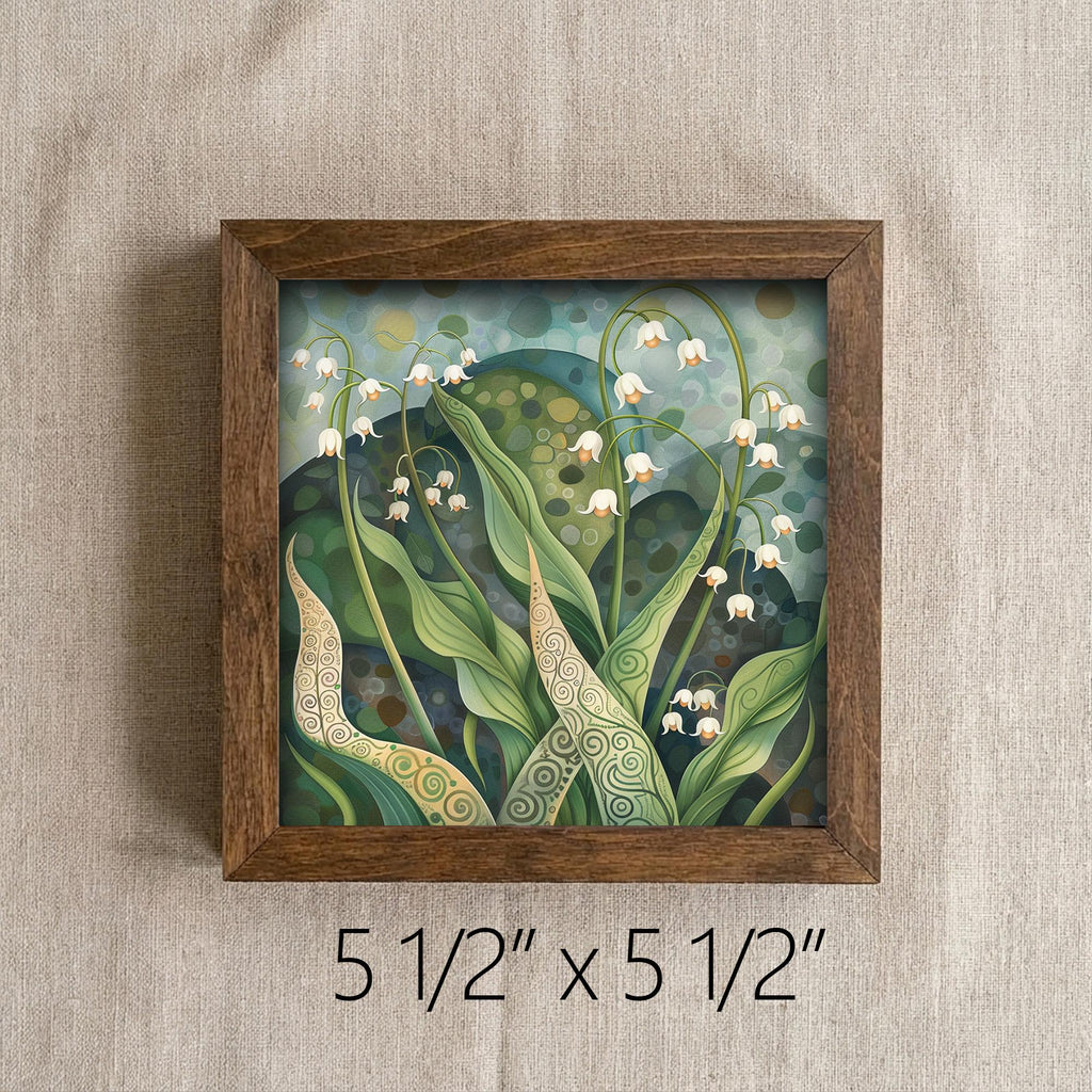 Whimsical Lily of the Valley Framed Art | Woodland Flower Wall Decor | Floral Easel Sign | Botanical Home Decor - TheGrumpyRooster