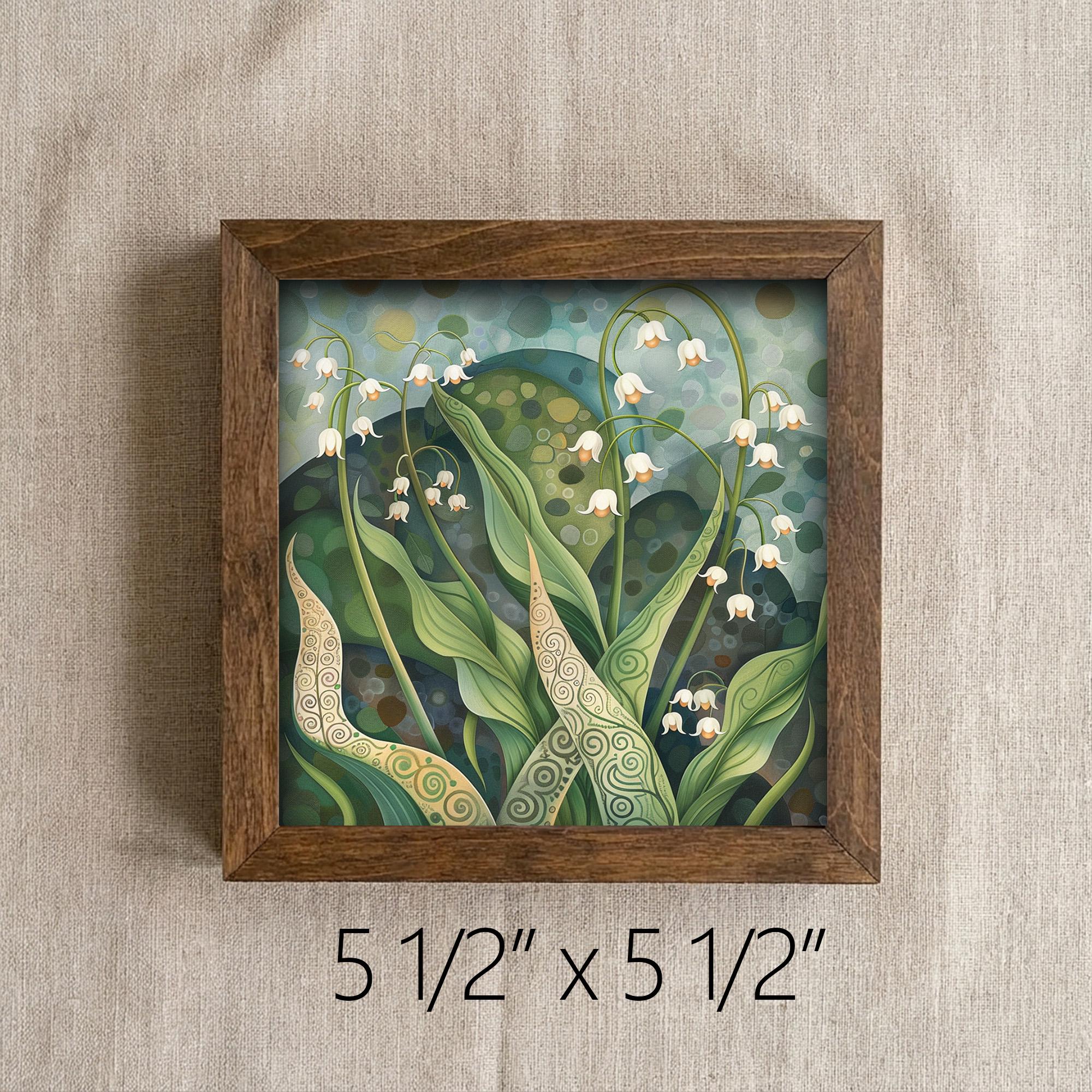 Whimsical Lily of the Valley Framed Art | Woodland Flower Wall Decor | Floral Easel Sign | Botanical Home Decor - TheGrumpyRooster