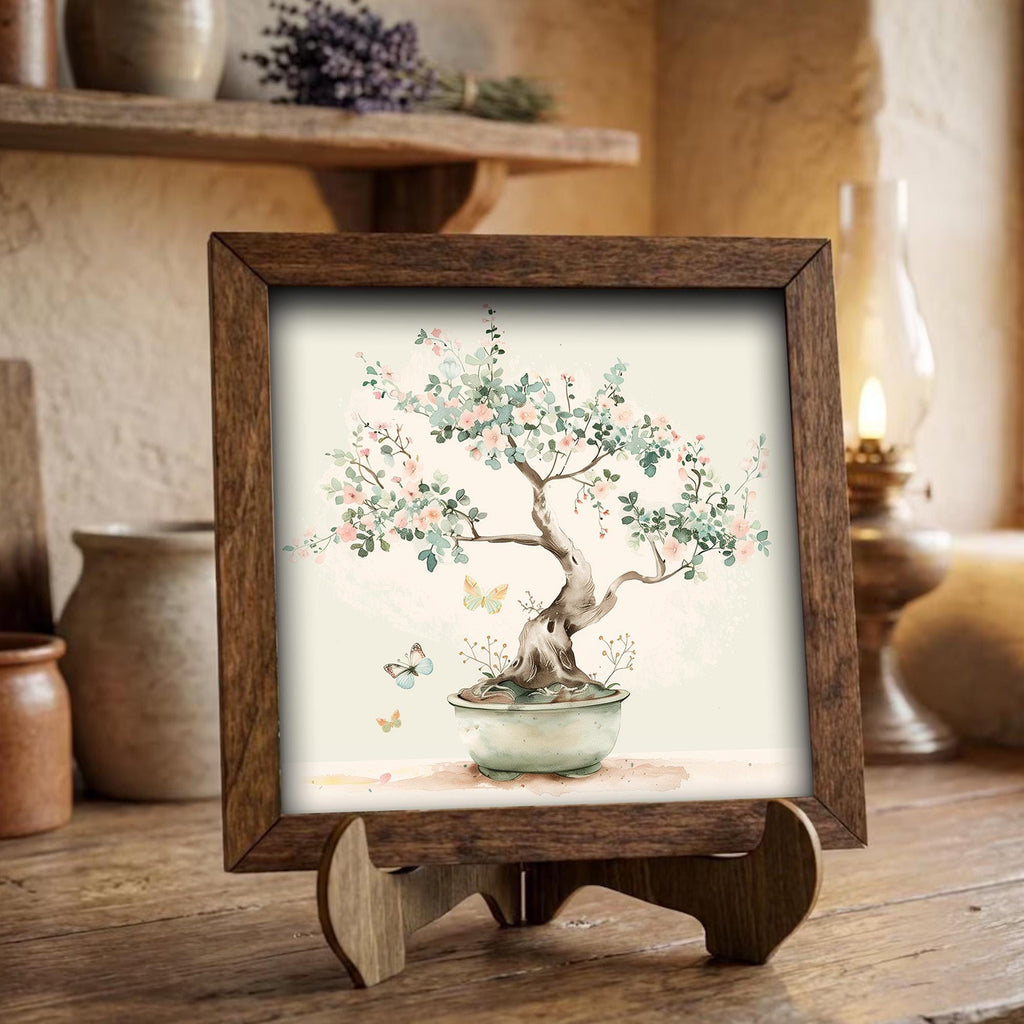 Bonsai Tree Print | Zen Wall Art | Watercolor Cherry Blossom Decor | Boho Botanical Gift | Minimalist Nature Art for Peaceful Home - TheGrumpyRooster