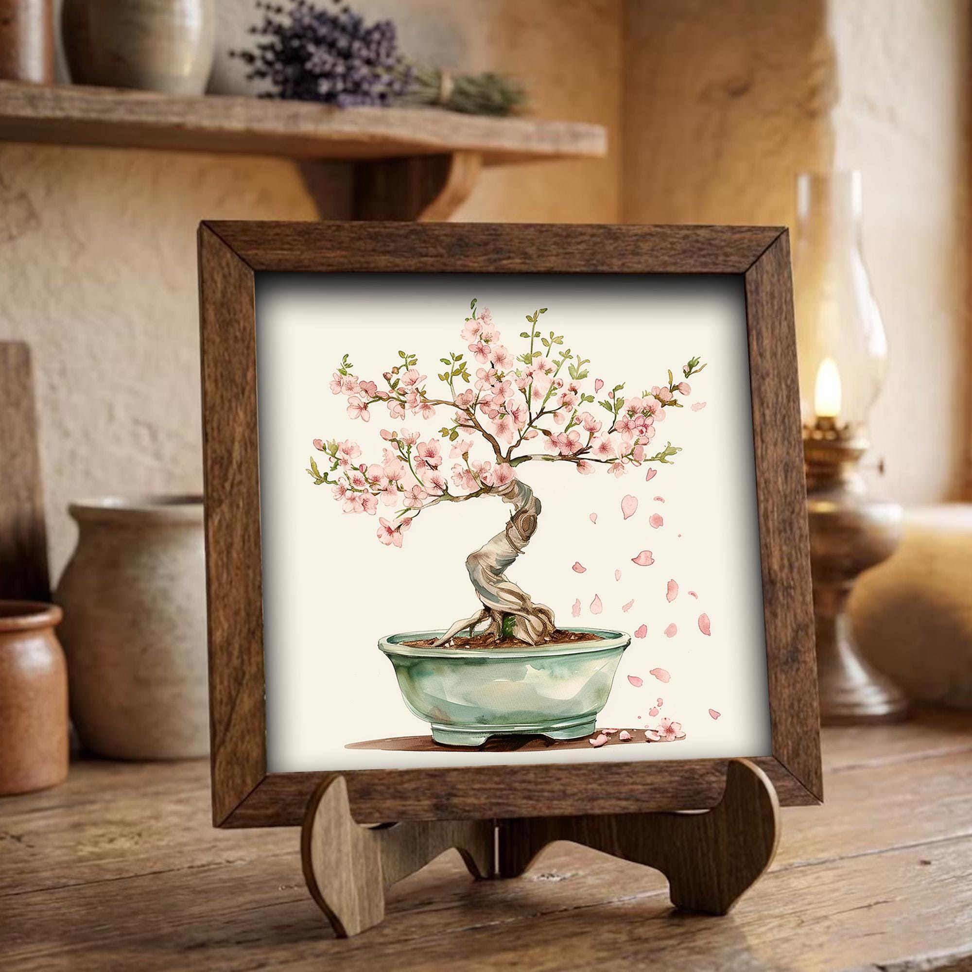 Serene Cherry Blossom Bonsai Print | Japanese Zen Wall Art | Boho Floral Decor Gift | Minimalist Watercolor Home Decor - TheGrumpyRooster