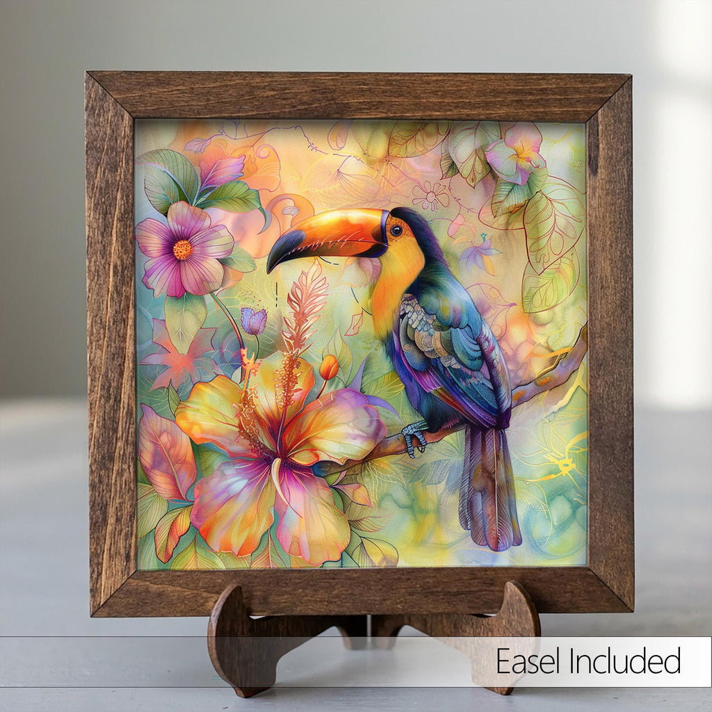 Vibrant Toucan Wall Art Print | Tropical Jungle Decor | Boho Bird Poster | Exotic Floral Nature Gift | Colorful Maximalist Home Decor - TheGrumpyRooster