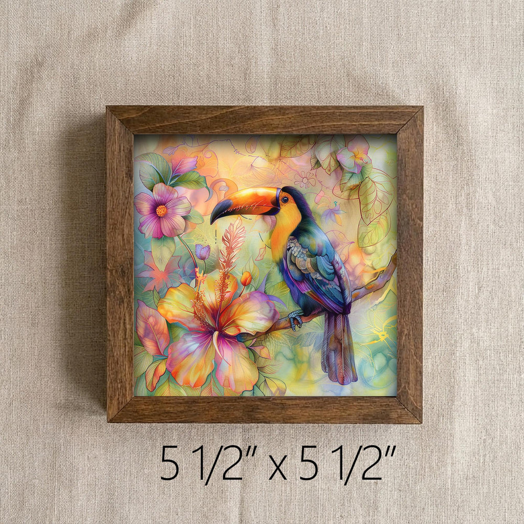 Vibrant Toucan Wall Art Print | Tropical Jungle Decor | Boho Bird Poster | Exotic Floral Nature Gift | Colorful Maximalist Home Decor - TheGrumpyRooster