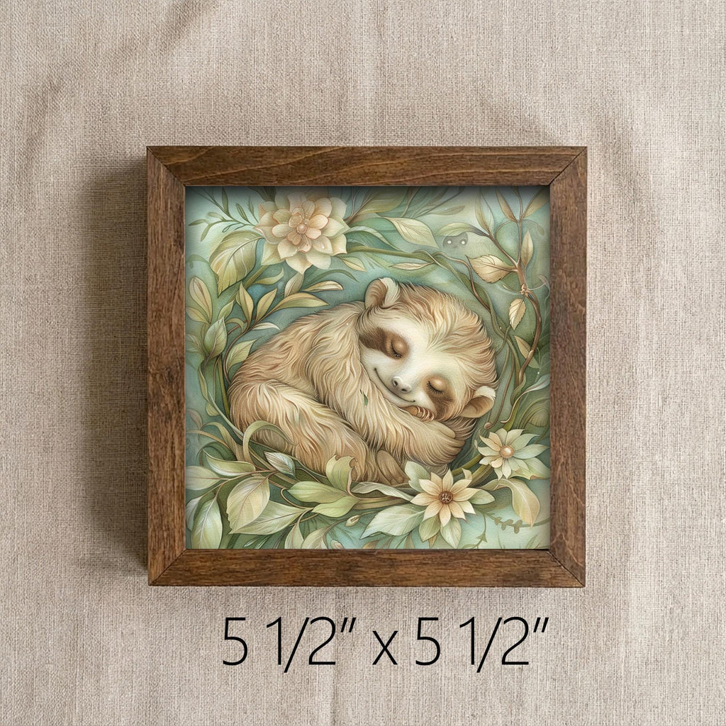 Sleeping Sloth Print | Cute Nursery Wall Art | Boho Baby Room Decor | Whimsical Jungle Animal Poster | New Mom Gift | Botanical Nature Art - TheGrumpyRooster