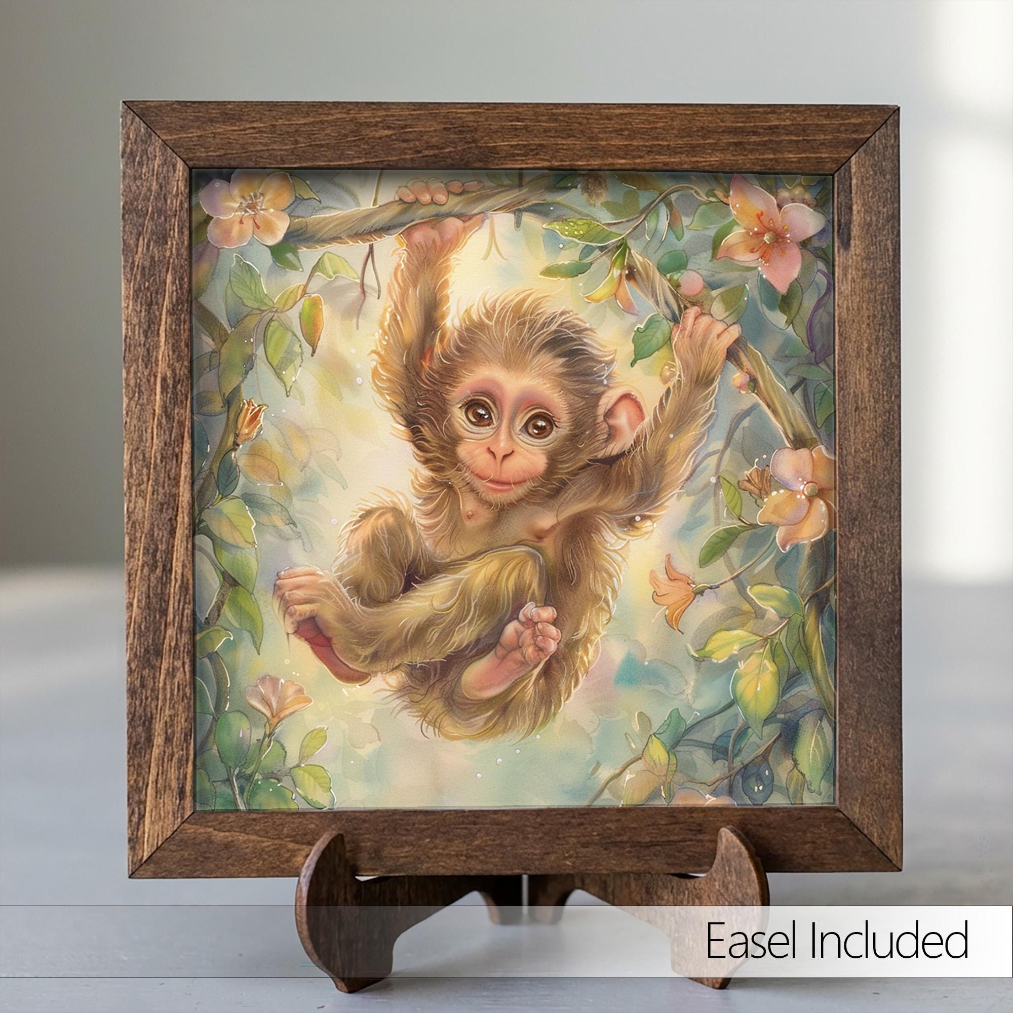 Boho Baby Monkey Print | Jungle Nursery Wall Art | Watercolor Animal Decor | Toddler Room Gift Idea - TheGrumpyRooster