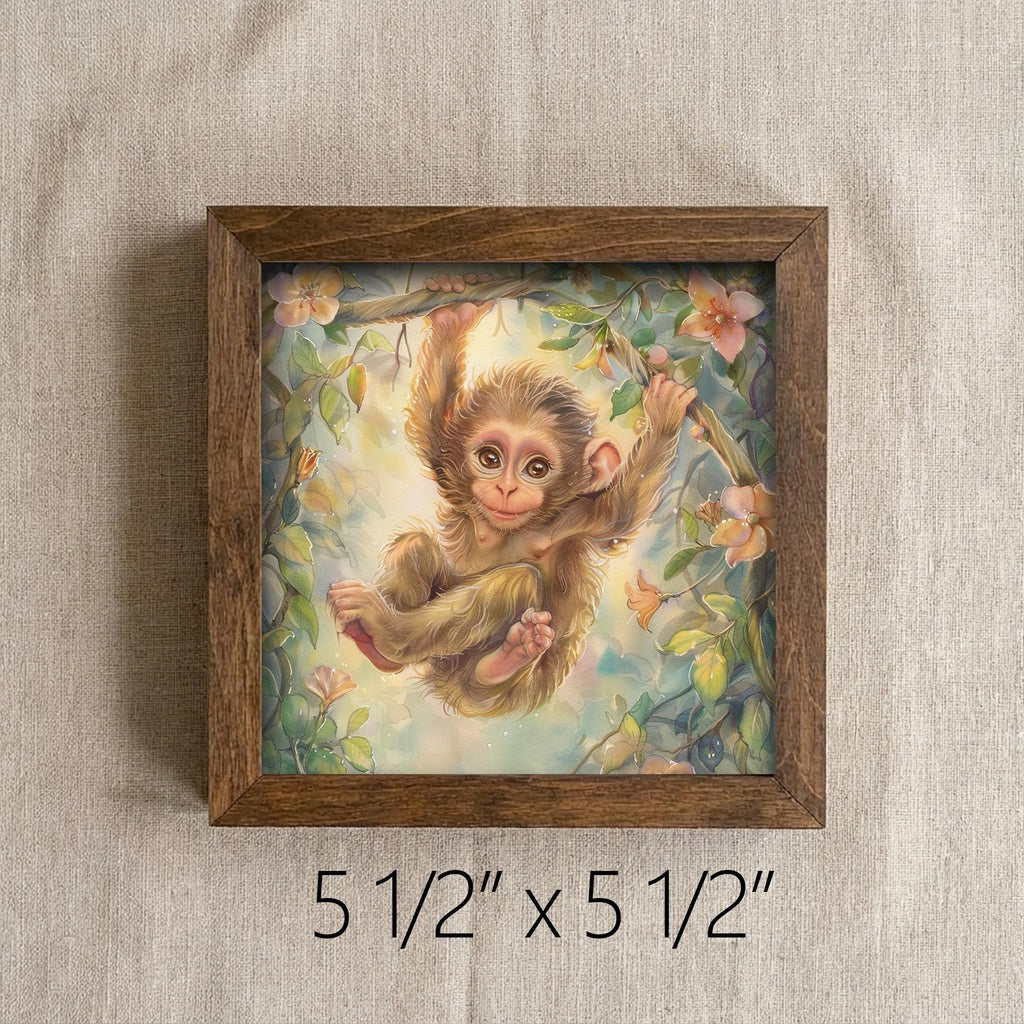 Boho Baby Monkey Print | Jungle Nursery Wall Art | Watercolor Animal Decor | Toddler Room Gift Idea - TheGrumpyRooster