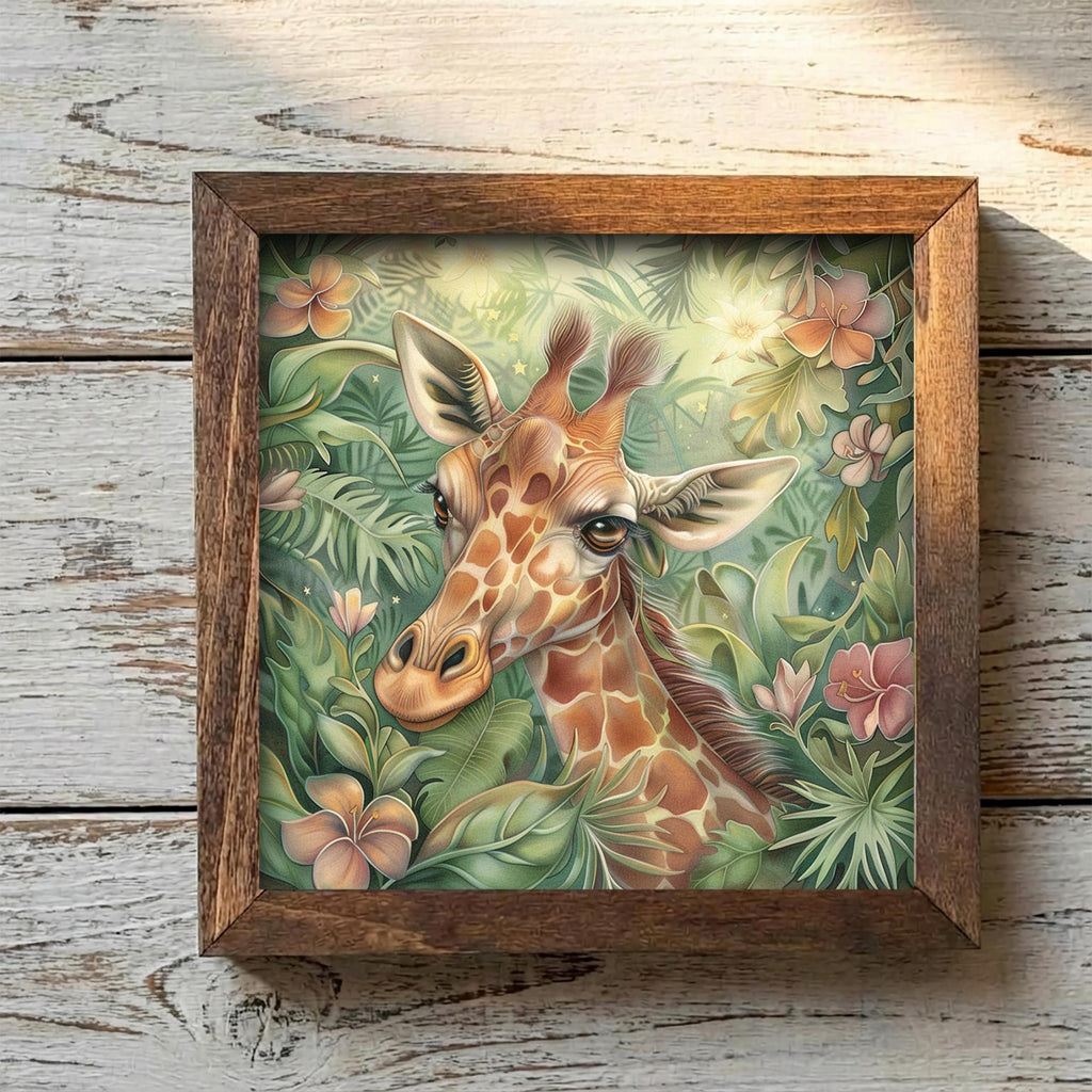 Boho Jungle Giraffe Nursery Wall Art | Baby Animal Print | Safari Kids Room Decor Gift | Cute Whimsical Poster - TheGrumpyRooster