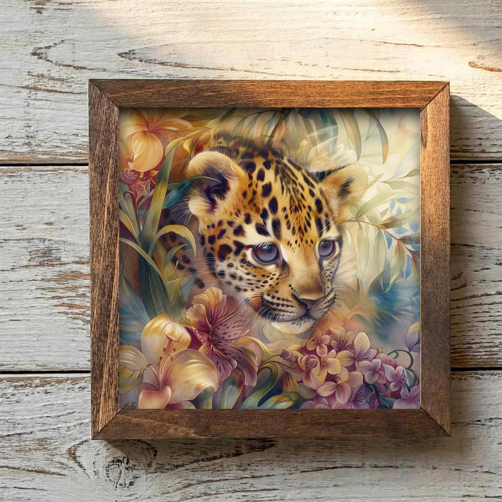 Whimsical Baby Leopard Nursery Wall Art | Jungle Floral Print | Boho Wildlife Decor | Tropical Animal Lover Gift for New Mom - TheGrumpyRooster