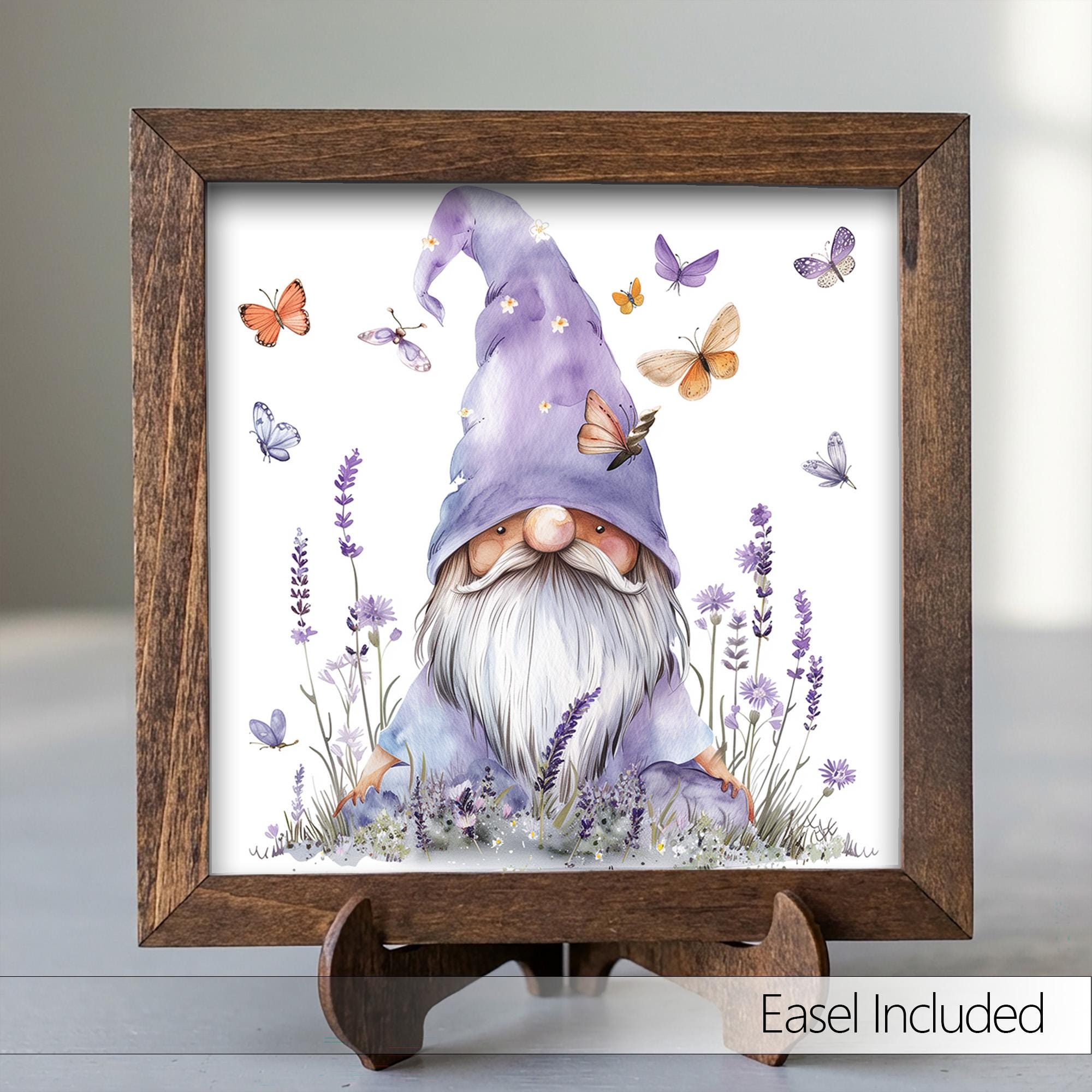 Spring Gnome Framed Sign | Cottagecore Farmhouse Decor | Tiered Tray Gift | Gnome Lover Gift | Whimsical Home Decor - TheGrumpyRooster
