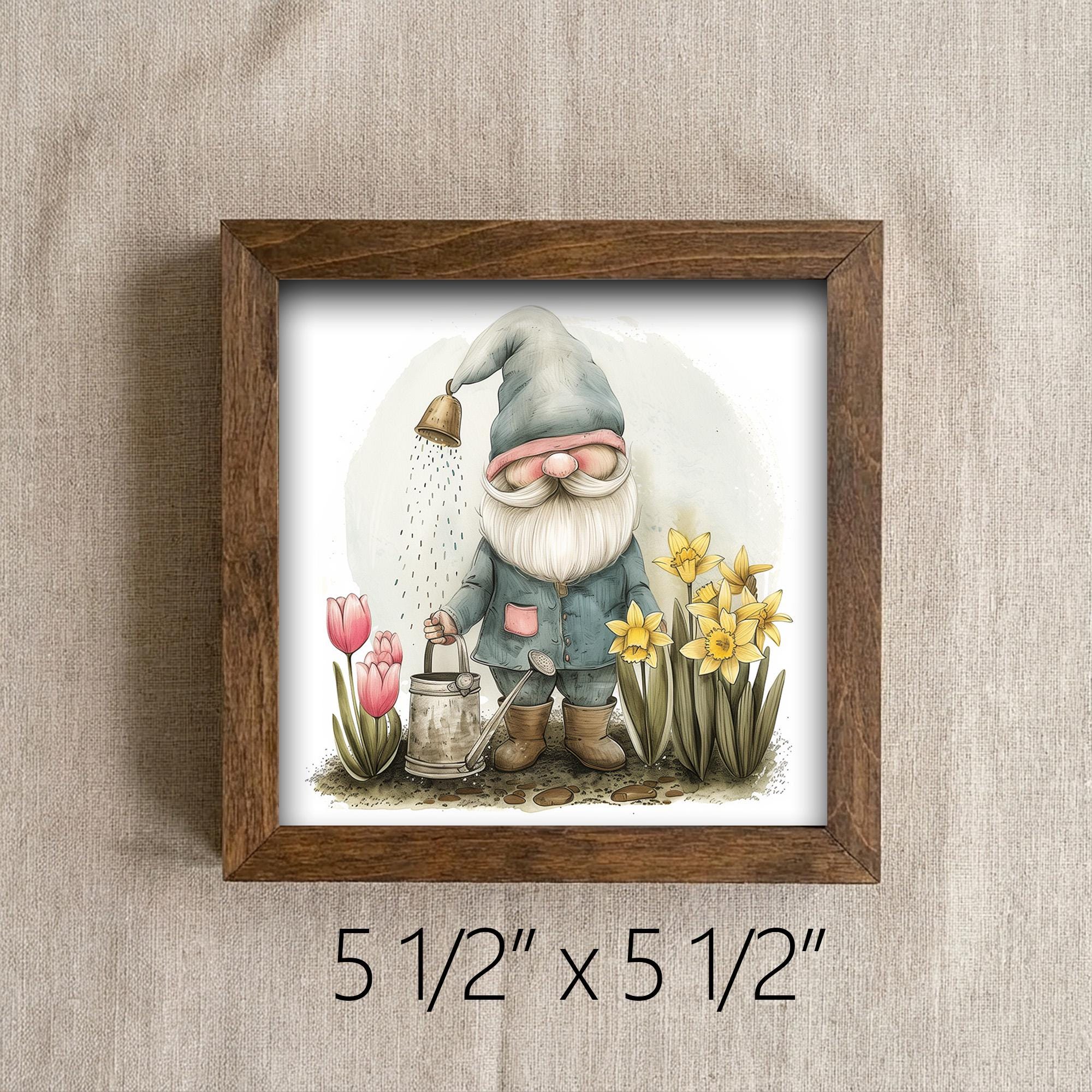Spring Gnome Framed Sign | Cottagecore Wall Art | Farmhouse Tiered Tray Decor | Whimsical Tulip Gift | Easter Home Decor - TheGrumpyRooster