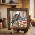 Patriotic Bald Eagle Sign | American Flag Wall Decor | 4th of July Gift | Rustic Farmhouse USA Pride | Wood Framed Patriotic Home Decor - TheGrumpyRooster