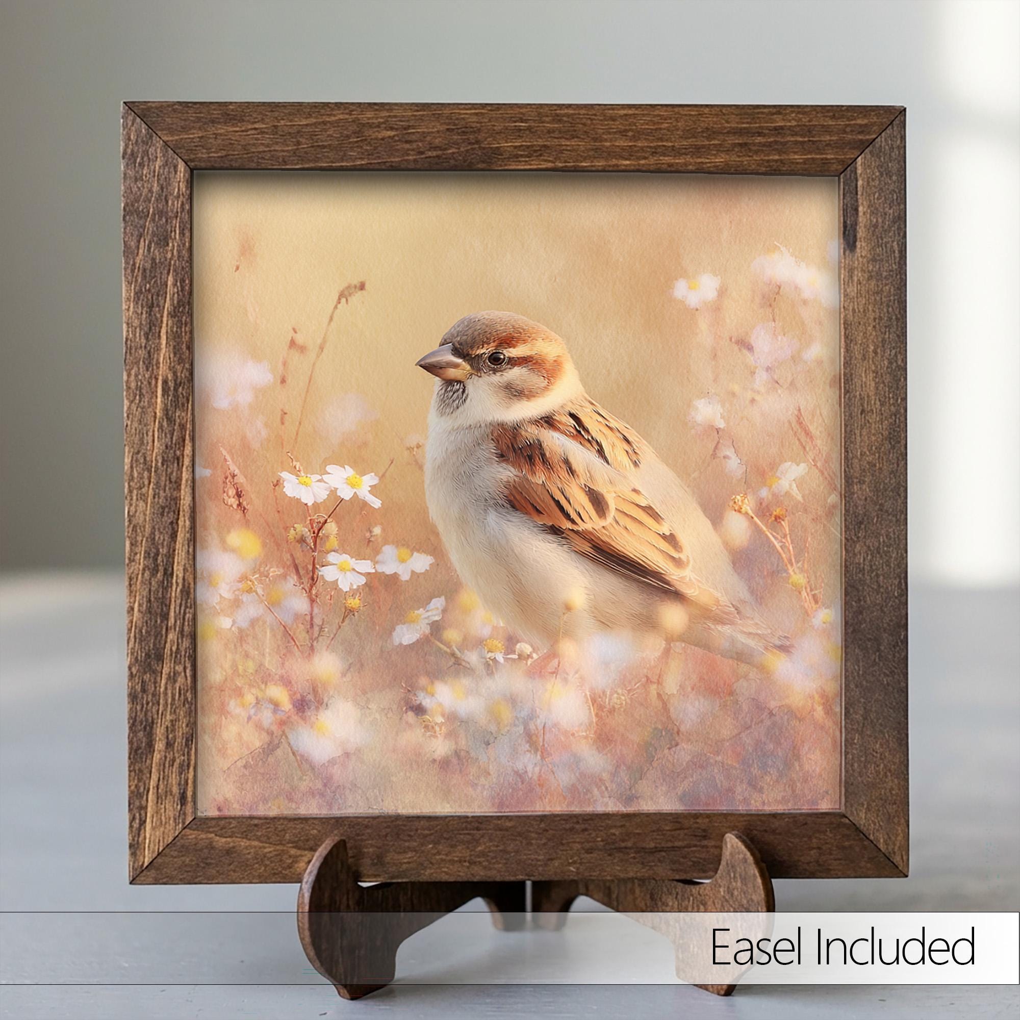 Sparrow Wall Art Print | Rustic Farmhouse Bird Decor | Cottagecore Floral Nature Gift | Cozy Spring Home Sign | Botanical Bird Lover Gift - TheGrumpyRooster