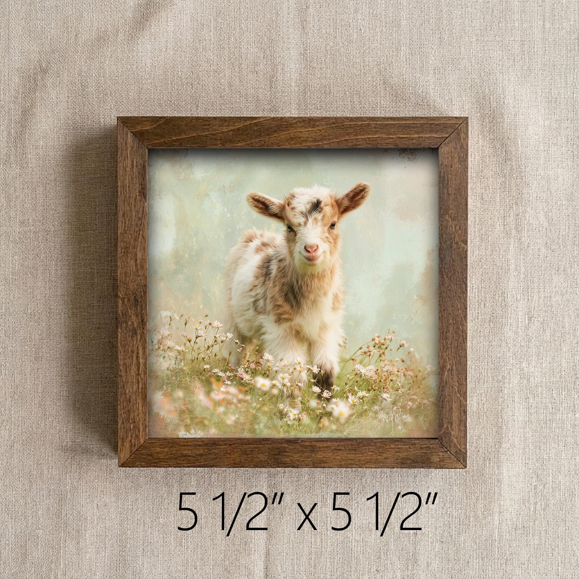 Baby Goat Framed Art Print | Wildflower Meadow Nursery Decor - TheGrumpyRooster