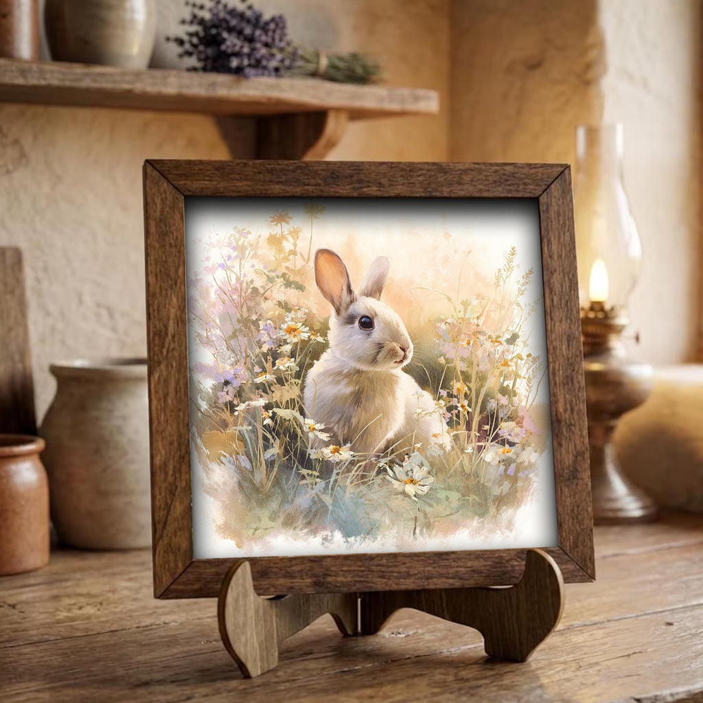 Farmhouse Bunny Watercolor Print | Rustic Spring Wildflower Rabbit Art - TheGrumpyRooster