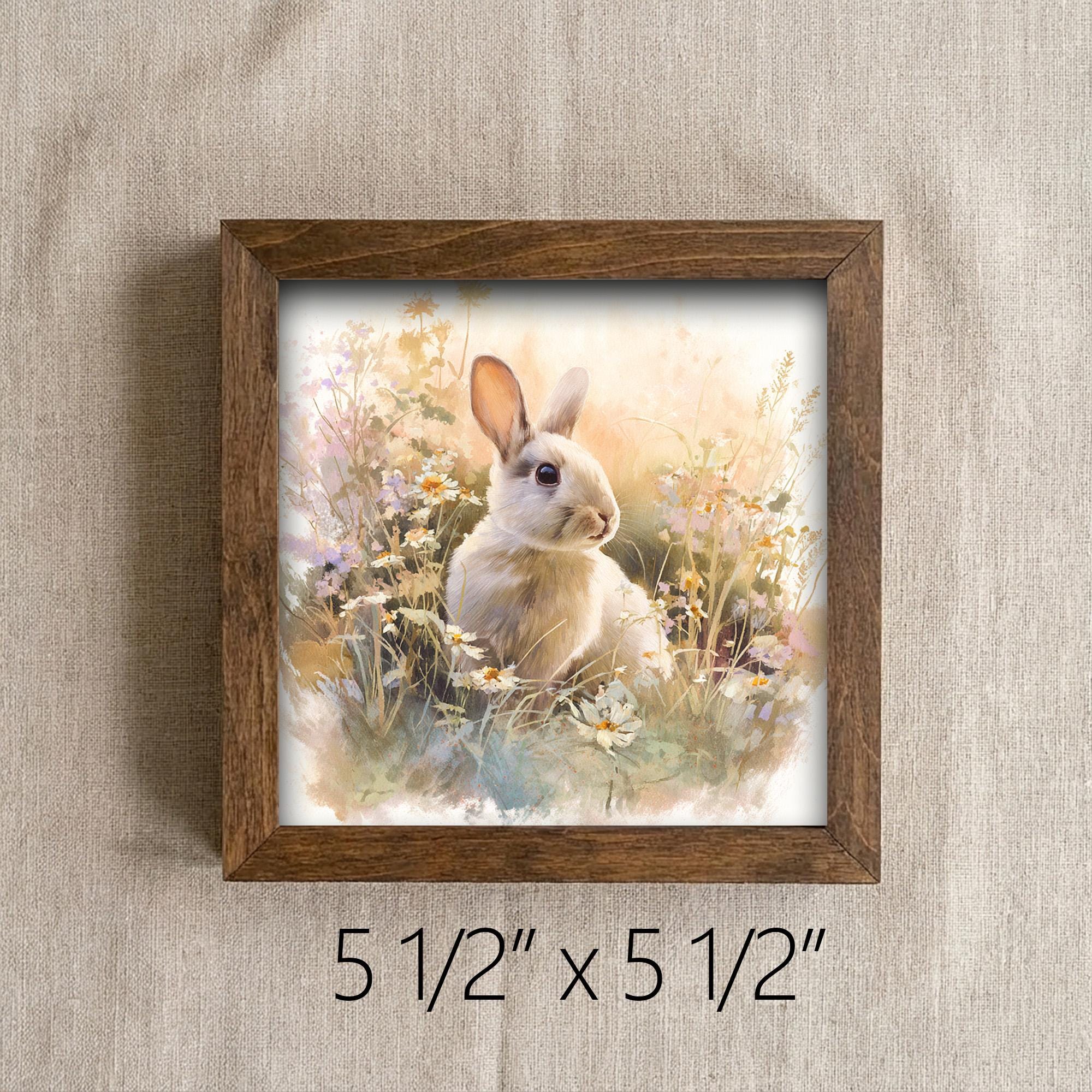 Farmhouse Bunny Watercolor Print | Rustic Spring Wildflower Rabbit Art - TheGrumpyRooster