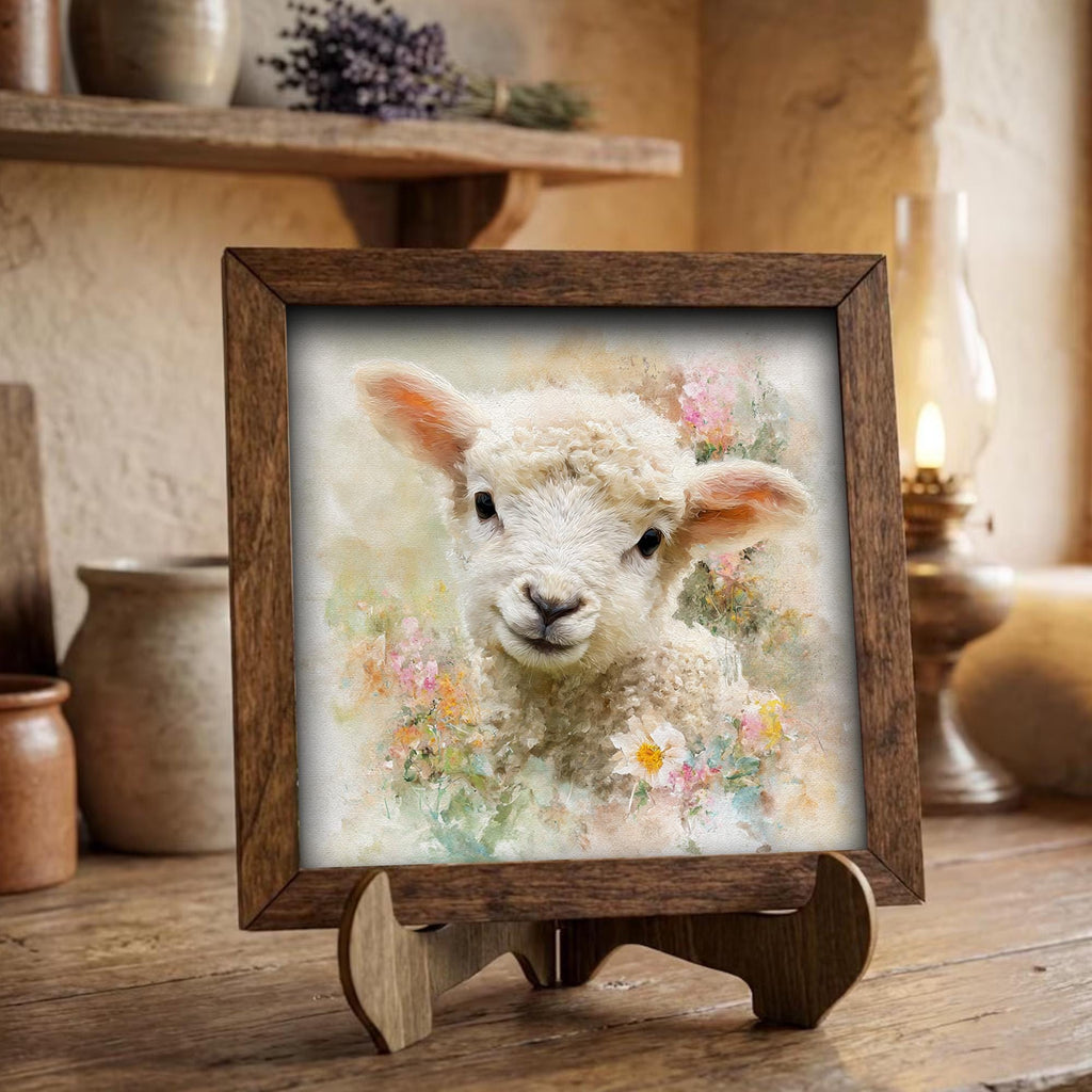 Sweet Baby Lamb Watercolor Print | Spring Nursery Wall Art | Cottagecore Farmhouse Decor | Floral Sheep Gift - TheGrumpyRooster