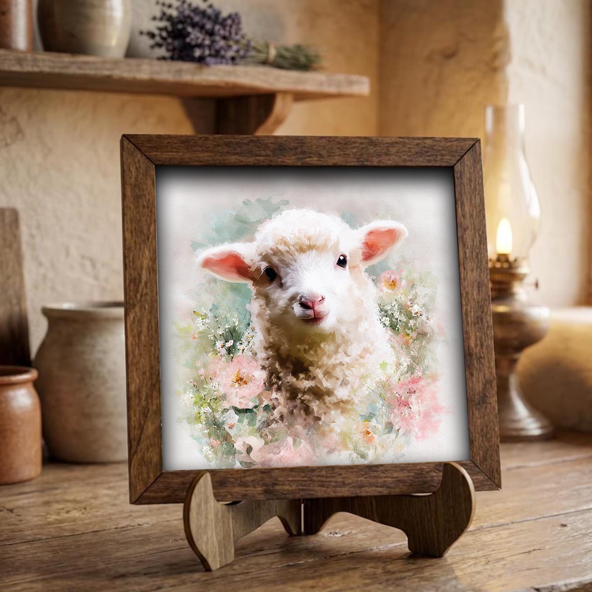 Watercolor Lamb Print | Floral Spring Sheep Art | Cottagecore Farmhouse Decor - TheGrumpyRooster