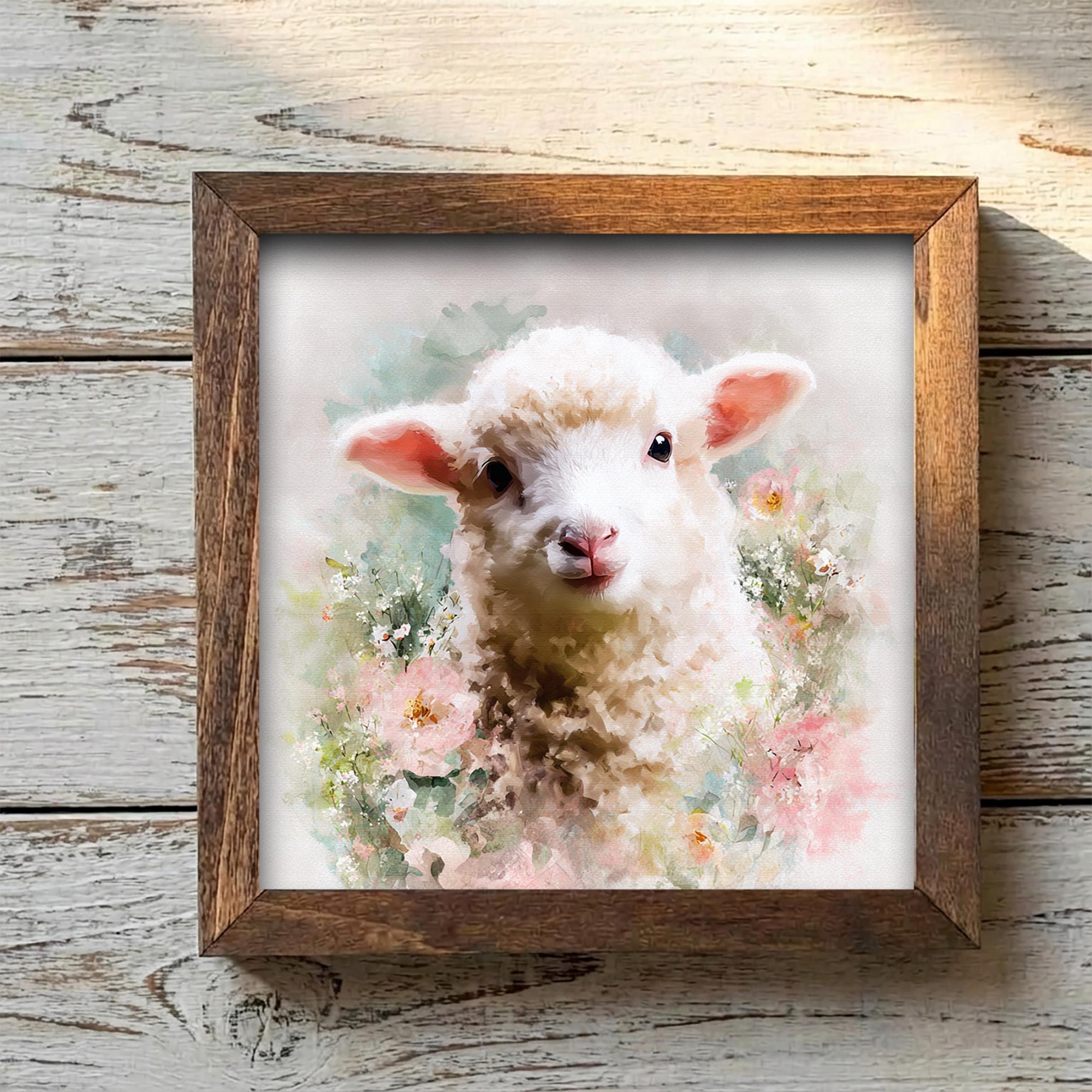 Watercolor Lamb Print | Floral Spring Sheep Art | Cottagecore Farmhouse Decor - TheGrumpyRooster