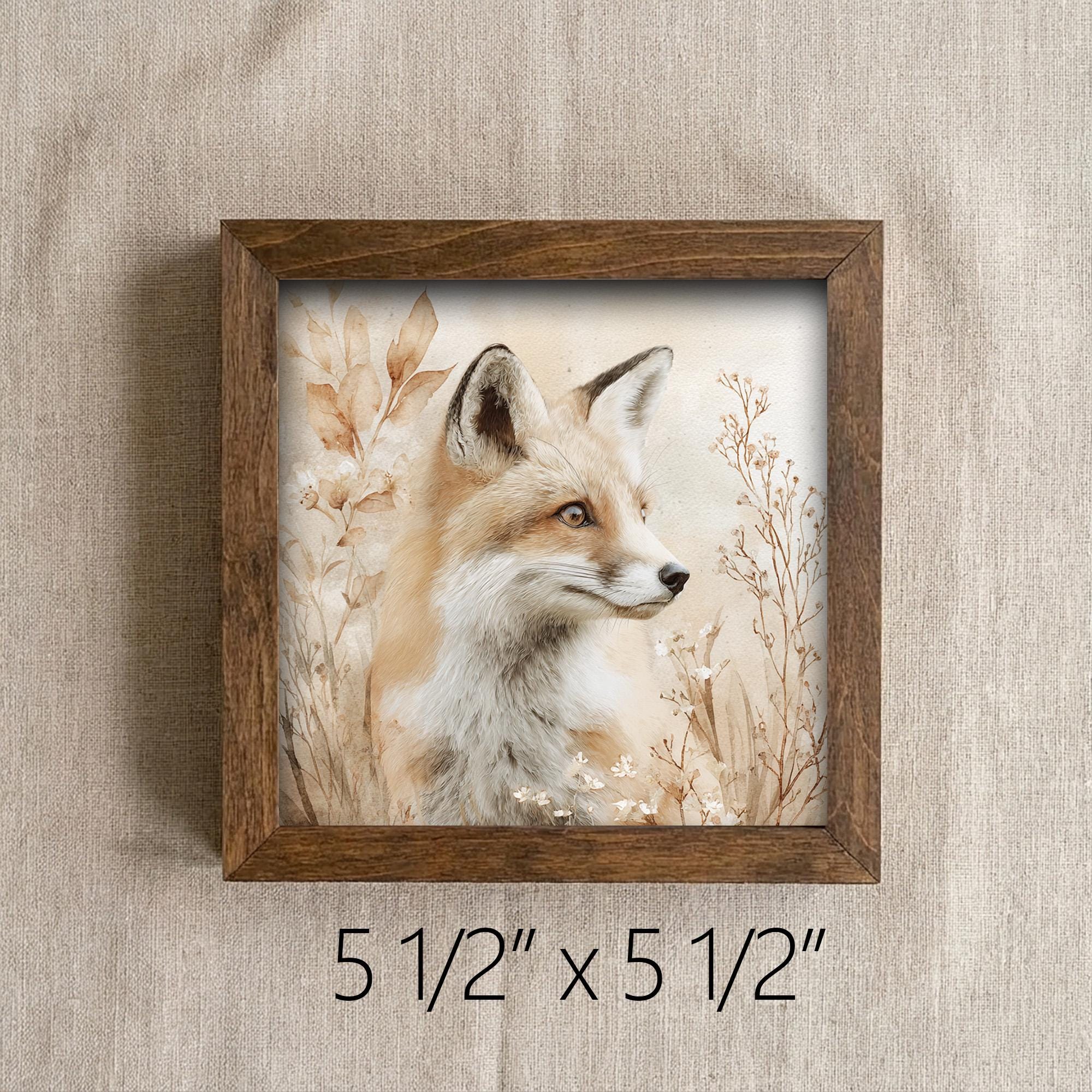 Watercolor Fox Print | Woodland Animal Art, Walnut Frame, Easel Stand - TheGrumpyRooster