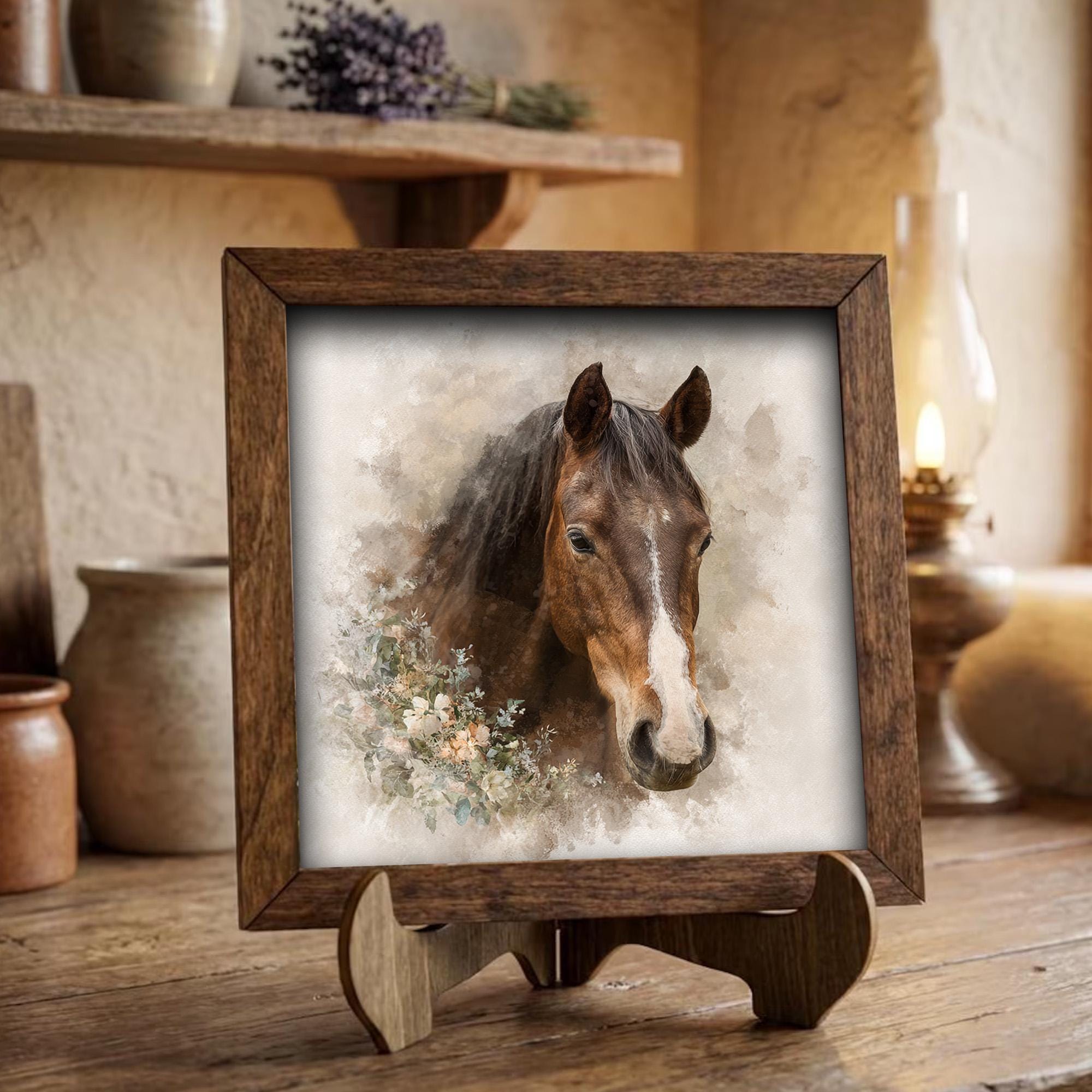 Wildflower Horse Print | Rustic Farmhouse Wall Art | Country Home Decor Gift | Watercolor Equestrian Lover Poster - TheGrumpyRooster