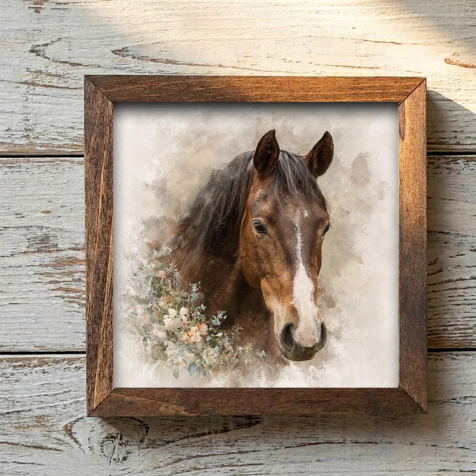 Wildflower Horse Print | Rustic Farmhouse Wall Art | Country Home Decor Gift | Watercolor Equestrian Lover Poster - TheGrumpyRooster