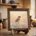Sparrow Wildflower Art Print | Rustic Farmhouse Bird Decor, Watercolor Spring Sign - TheGrumpyRooster