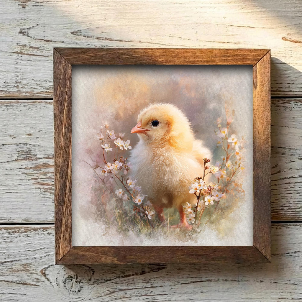 Spring Baby Chick Watercolor Print | Cottagecore Floral Chicken Art - TheGrumpyRooster
