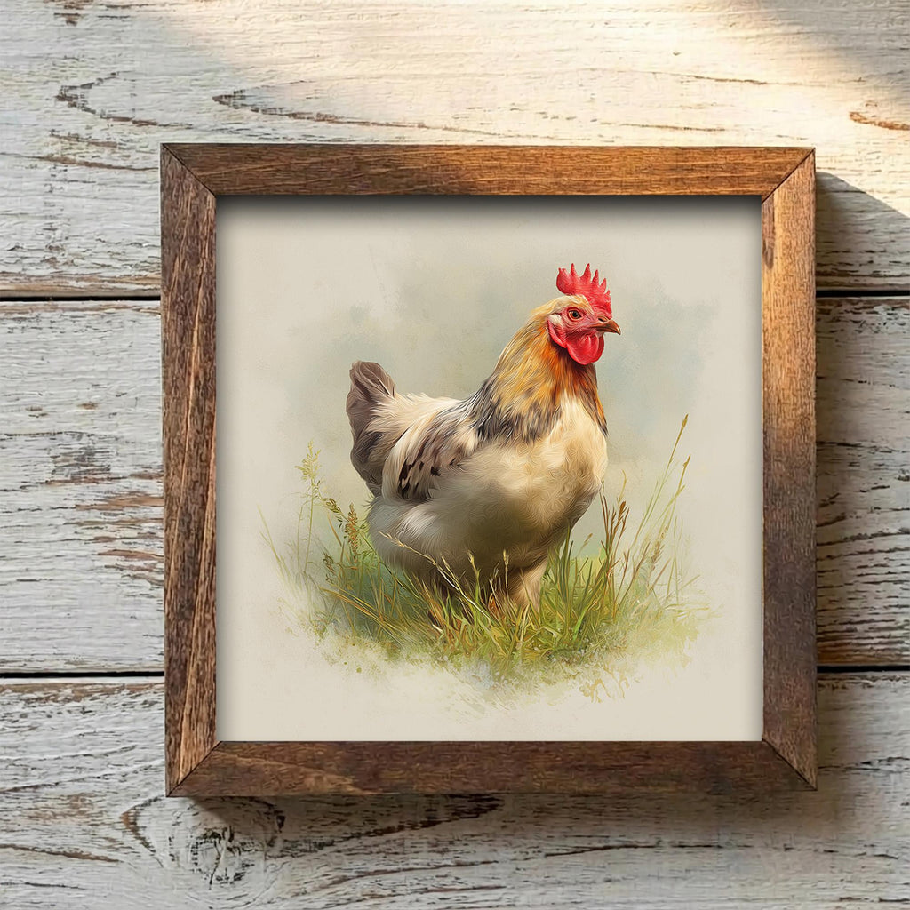 Rustic Rooster Framed Wood Art | Farmhouse Chicken Decor | Country Kitchen Shelf Decor | Farmhouse Gift Idea - TheGrumpyRooster