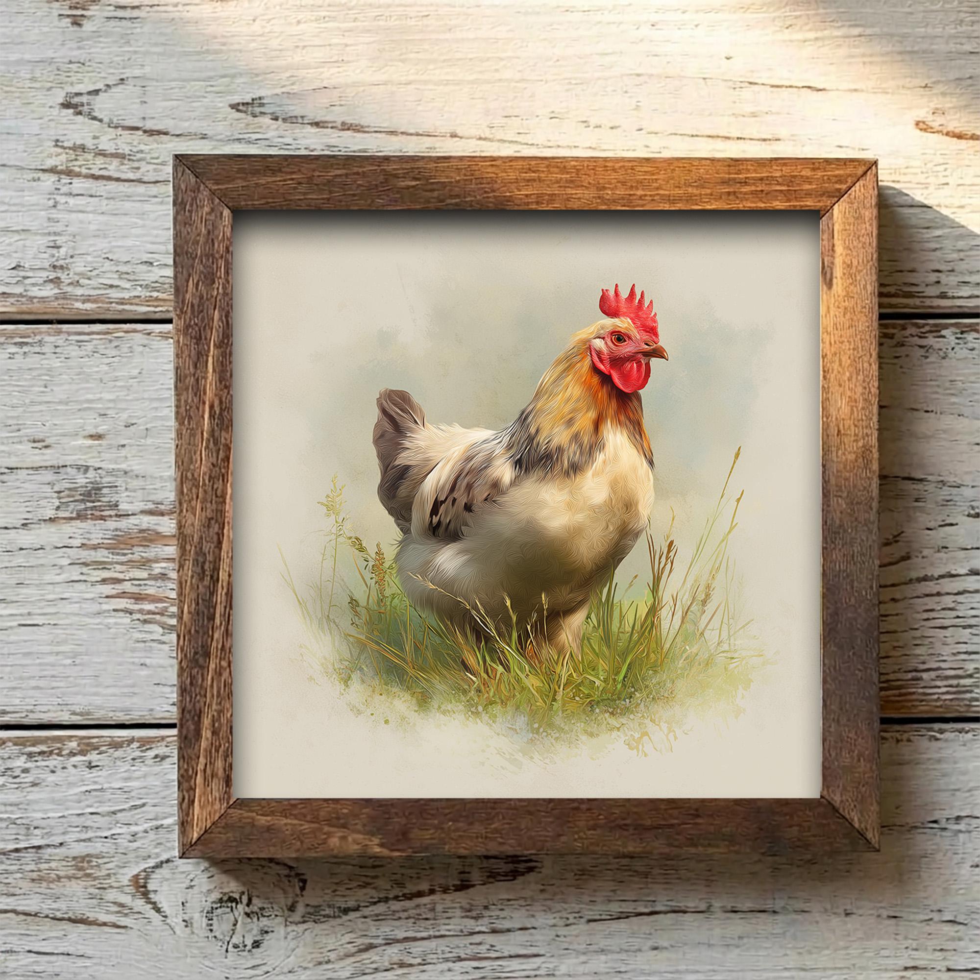 Rustic Rooster Framed Wood Art | Farmhouse Chicken Decor | Country Kitchen Shelf Decor | Farmhouse Gift Idea - TheGrumpyRooster