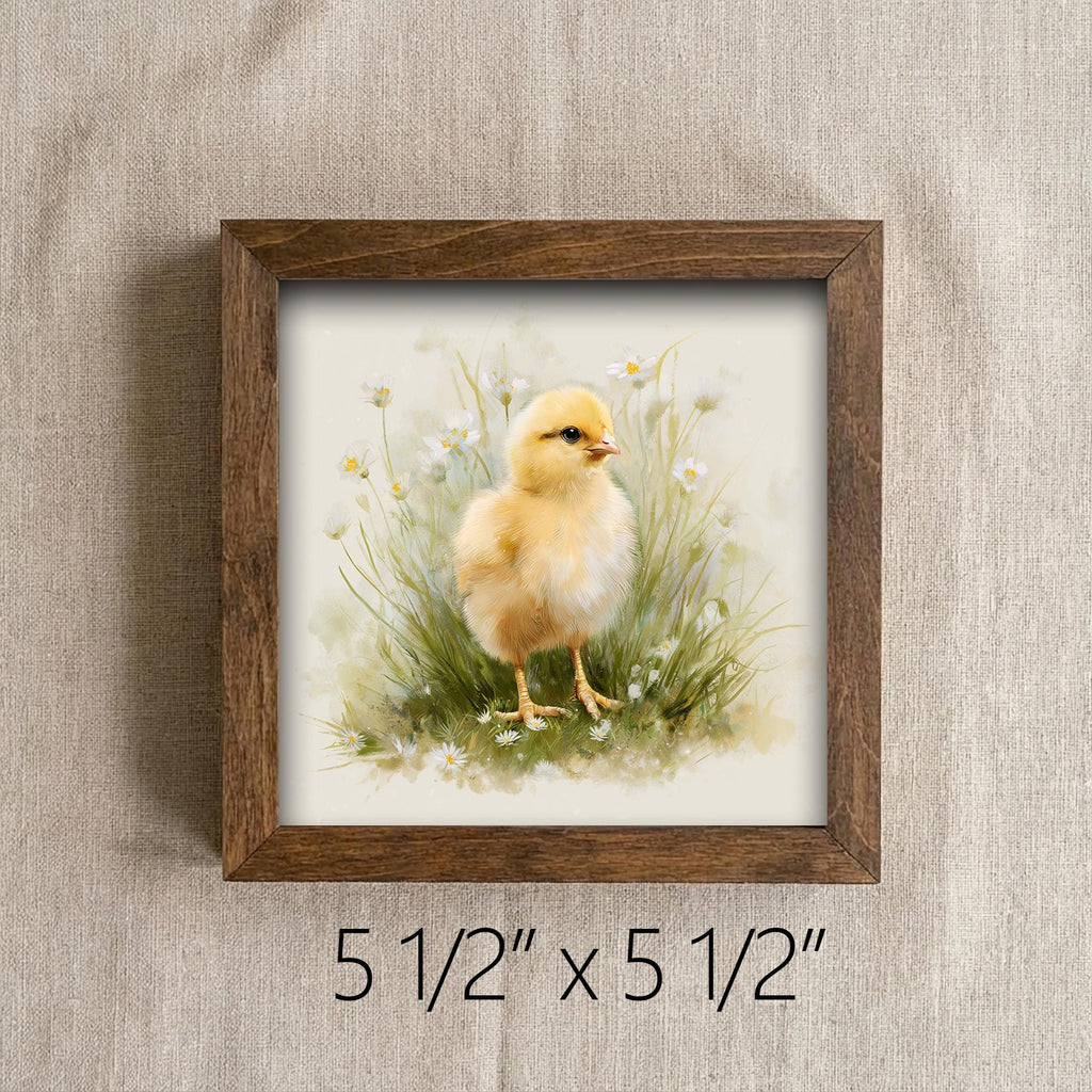 Baby Chick Framed Wood Art | Farmhouse Spring Decor | Rustic Chicken Nursery Decor | Easter Farmhouse Gift - TheGrumpyRooster