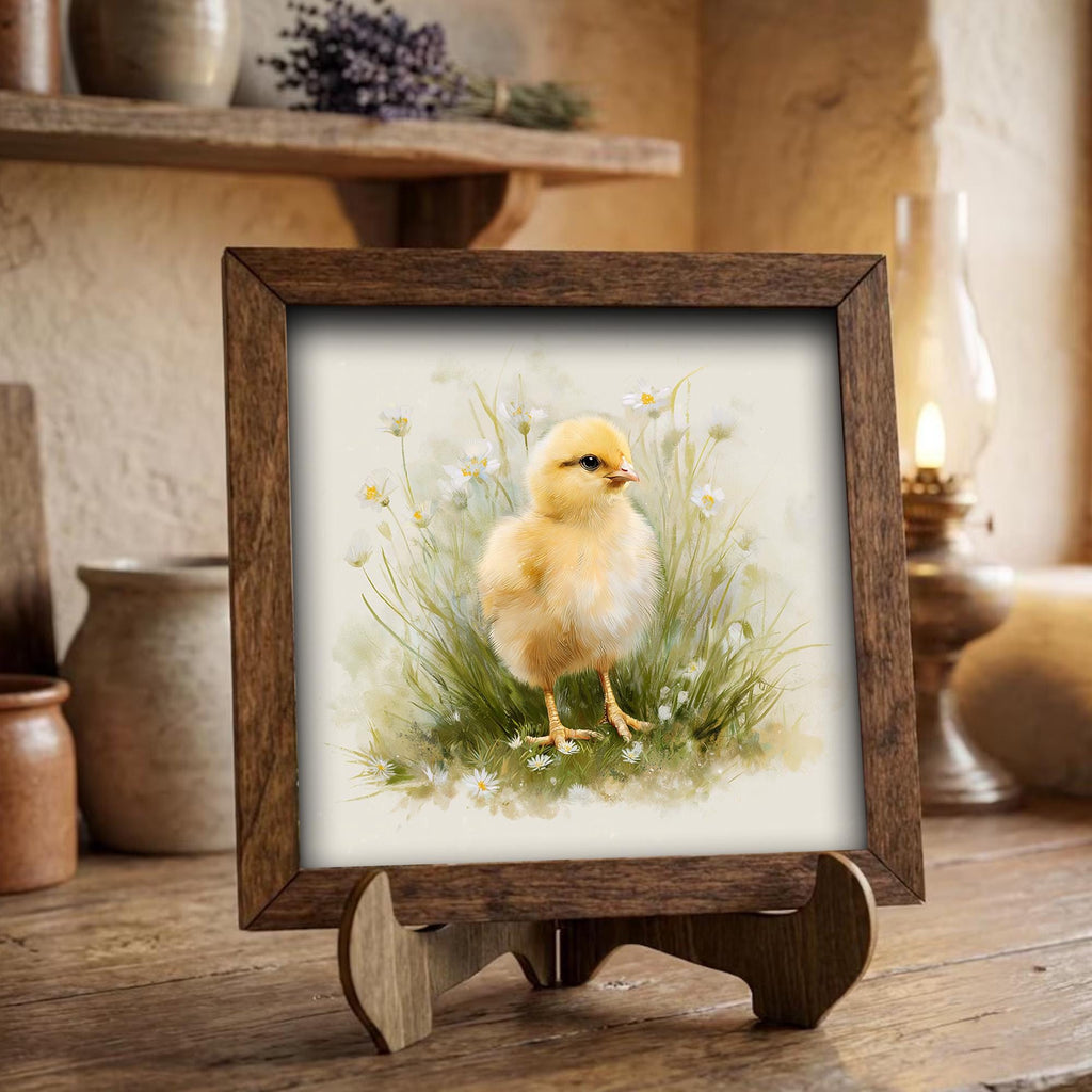 Baby Chick Framed Wood Art | Farmhouse Spring Decor | Rustic Chicken Nursery Decor | Easter Farmhouse Gift - TheGrumpyRooster