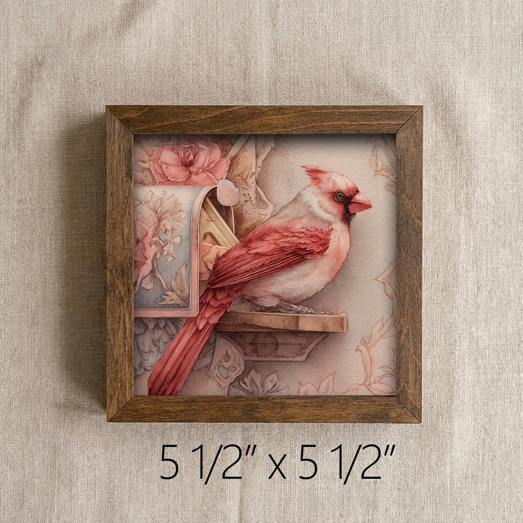 Cardinal Bird Decor | Farmhouse Framed Bird Decor | Rustic Tiered Tray Decor | Gift for Bird Lover - TheGrumpyRooster