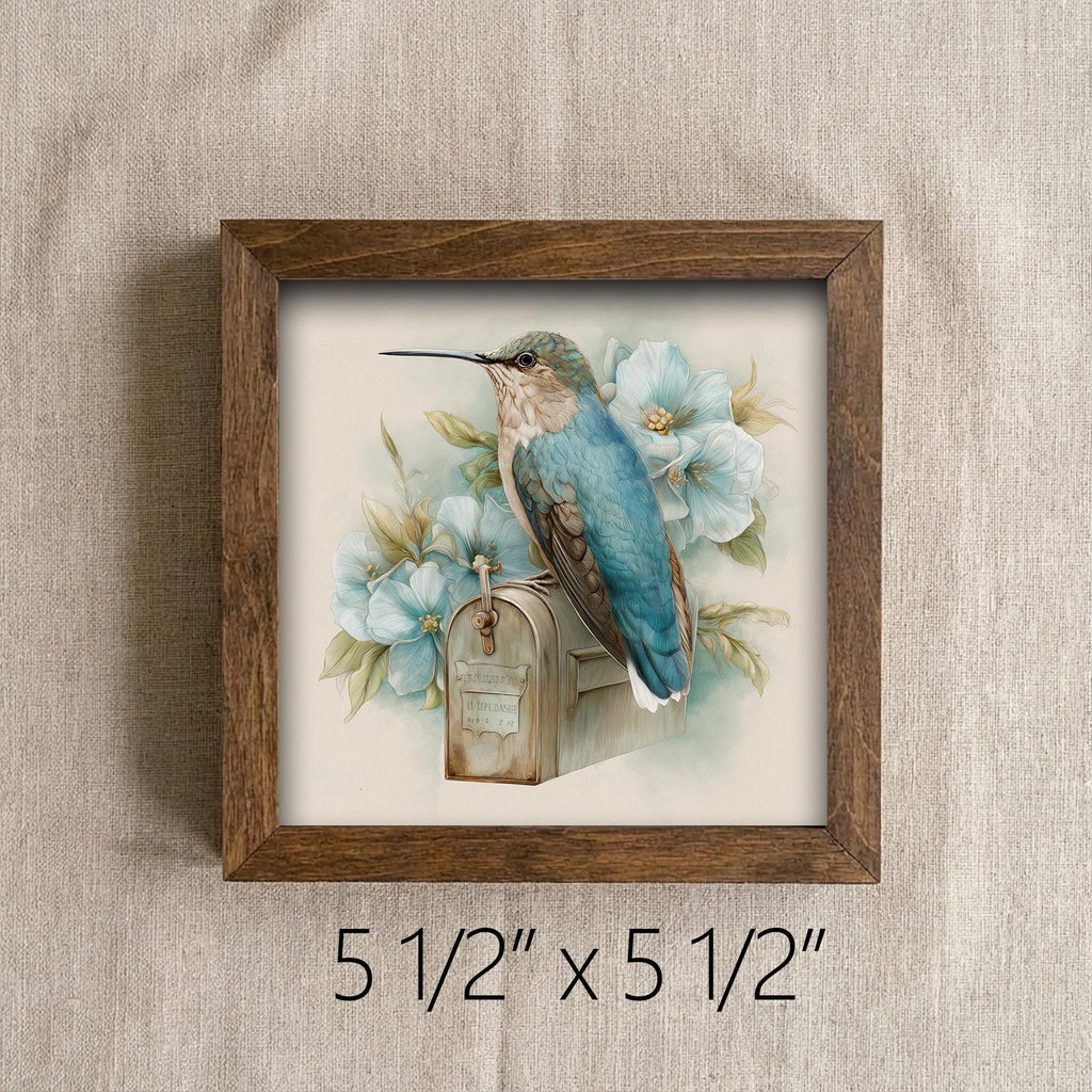 Spring Bird Decor | Blue Hummingbird Farmhouse Decor | Floral Bird Tiered Tray Decor | Rustic Gift Idea - TheGrumpyRooster