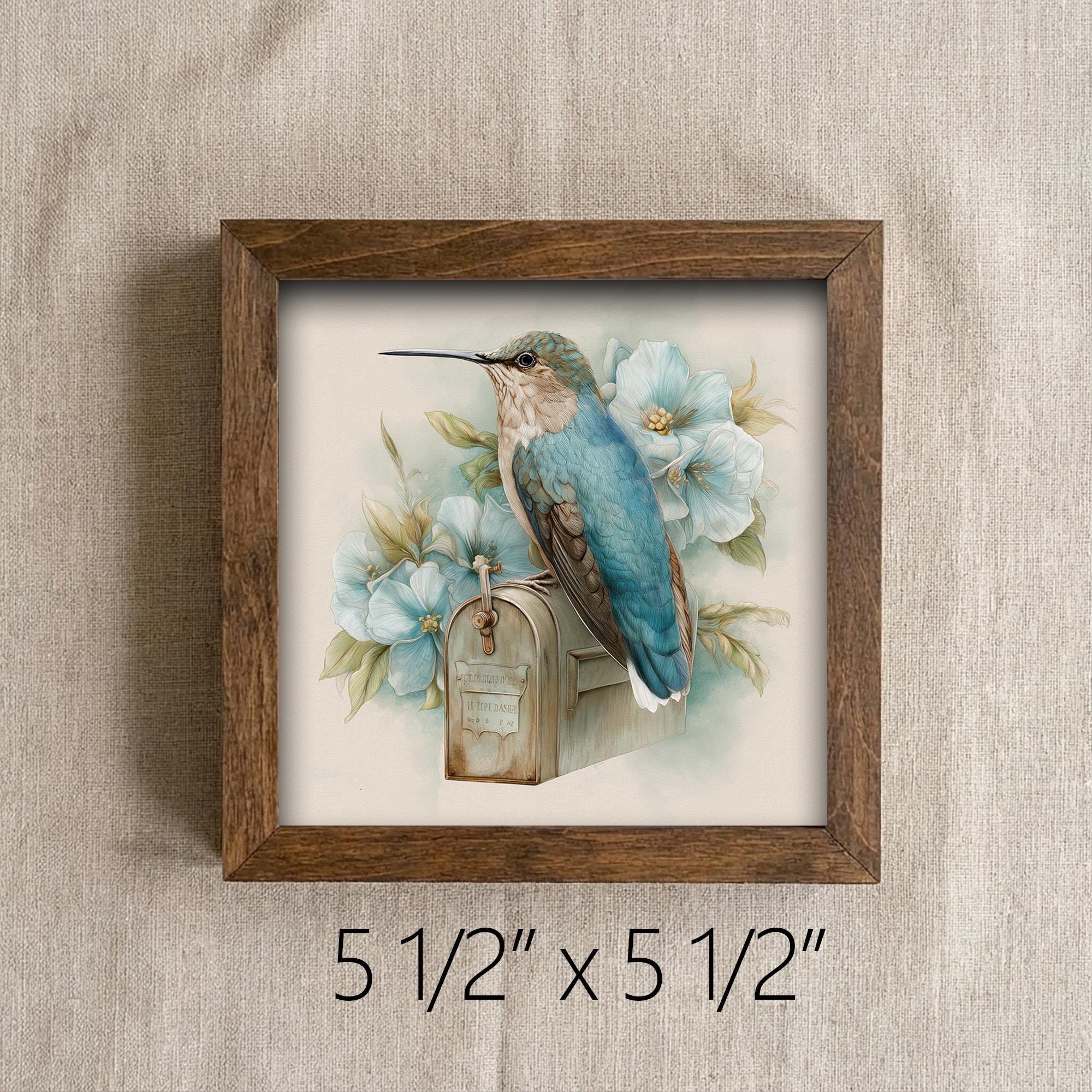 Spring Bird Decor | Blue Hummingbird Farmhouse Decor | Floral Bird Tiered Tray Decor | Rustic Gift Idea - TheGrumpyRooster