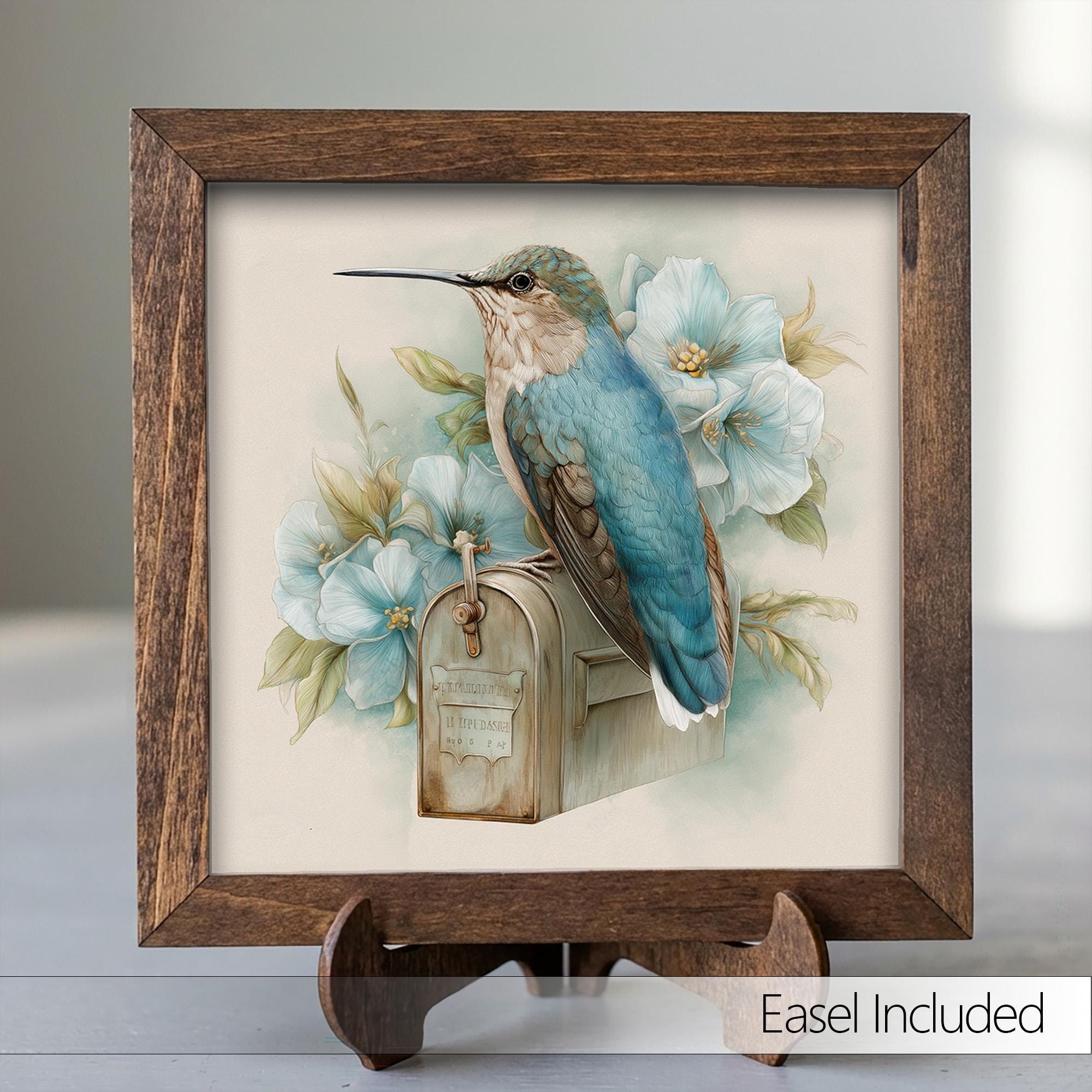 Spring Bird Decor | Blue Hummingbird Farmhouse Decor | Floral Bird Tiered Tray Decor | Rustic Gift Idea - TheGrumpyRooster