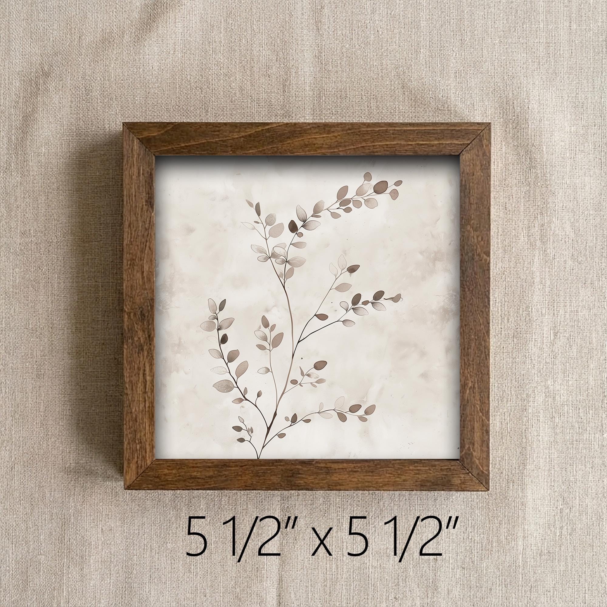 Minimalist Botanical Branch Framed Wood Art | Neutral Farmhouse Wall Decor | Rustic Shelf Decor | Nature Inspired Gift - TheGrumpyRooster
