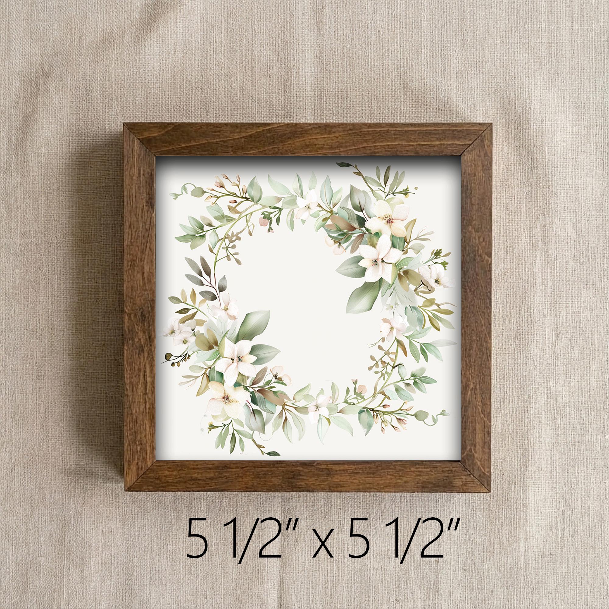 Floral Wreath Framed Wood Art | Farmhouse Botanical Wall Decor | Rustic Spring Decor | Cottage Style Gift - TheGrumpyRooster