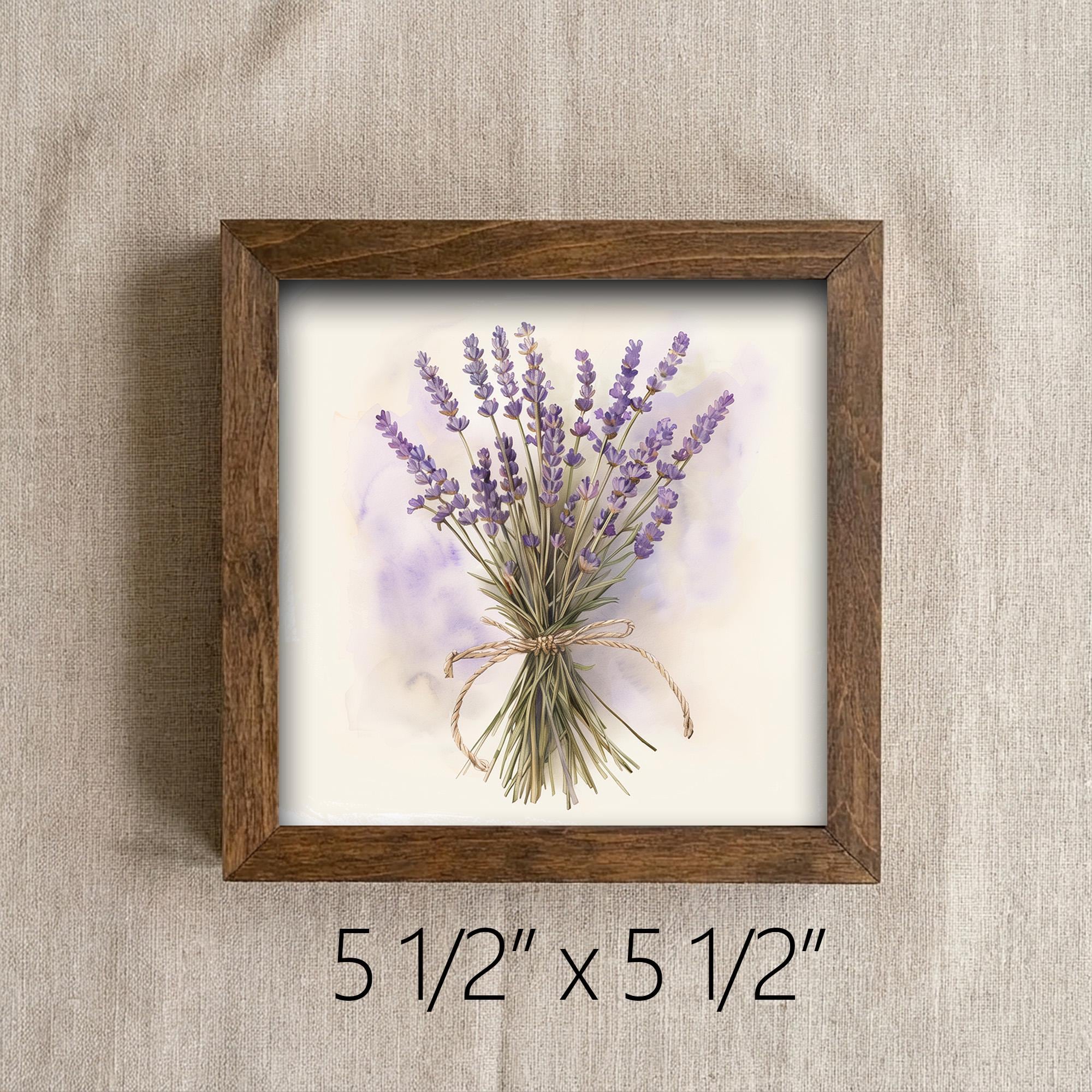 Lavender Bouquet Framed Wood Art | Rustic Farmhouse Shelf Decor (Easel Included) - TheGrumpyRooster