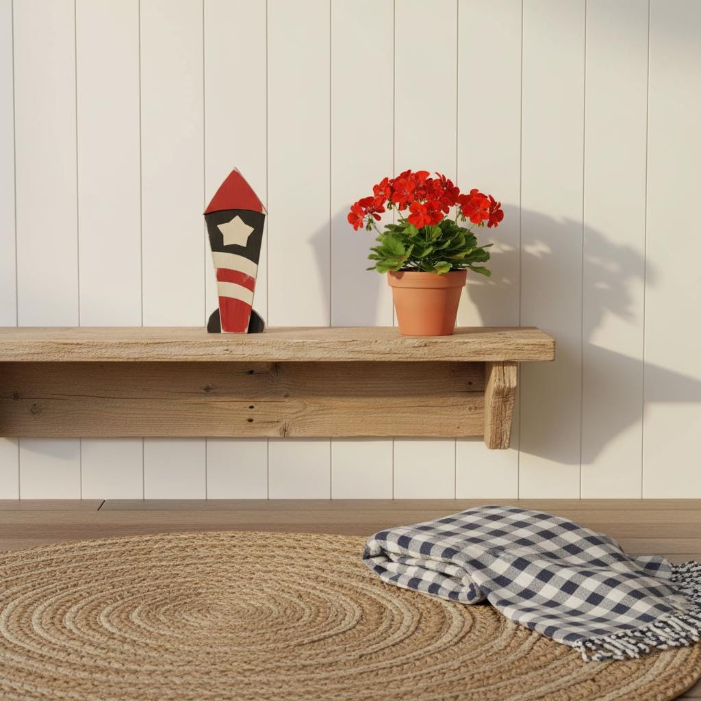 Rustic Patriotic Rocket & Star Shelf Sitters – 4th of July - Independence Day Tiered Tray Decor - TheGrumpyRooster