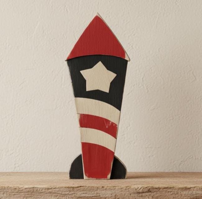 Rustic Patriotic Rocket Sitter – 4th of July - Independence Day Tiered Tray Decor - TheGrumpyRooster