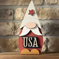 Patriotic USA Gnome Shelf Sitter | Rustic Farmhouse 4th of July Decor | Tiered Tray Americana Decor | Summer Farmhouse Gift - TheGrumpyRooster