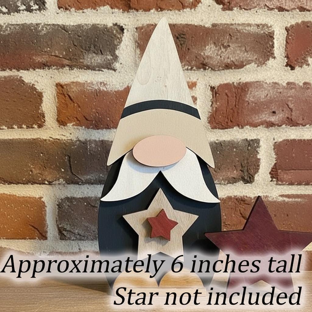 Patriotic Star Gnome Shelf Sitter | Rustic Farmhouse Americana Decor | Tiered Tray 4th of July Decor | Summer Shelf Decor Gift - TheGrumpyRooster