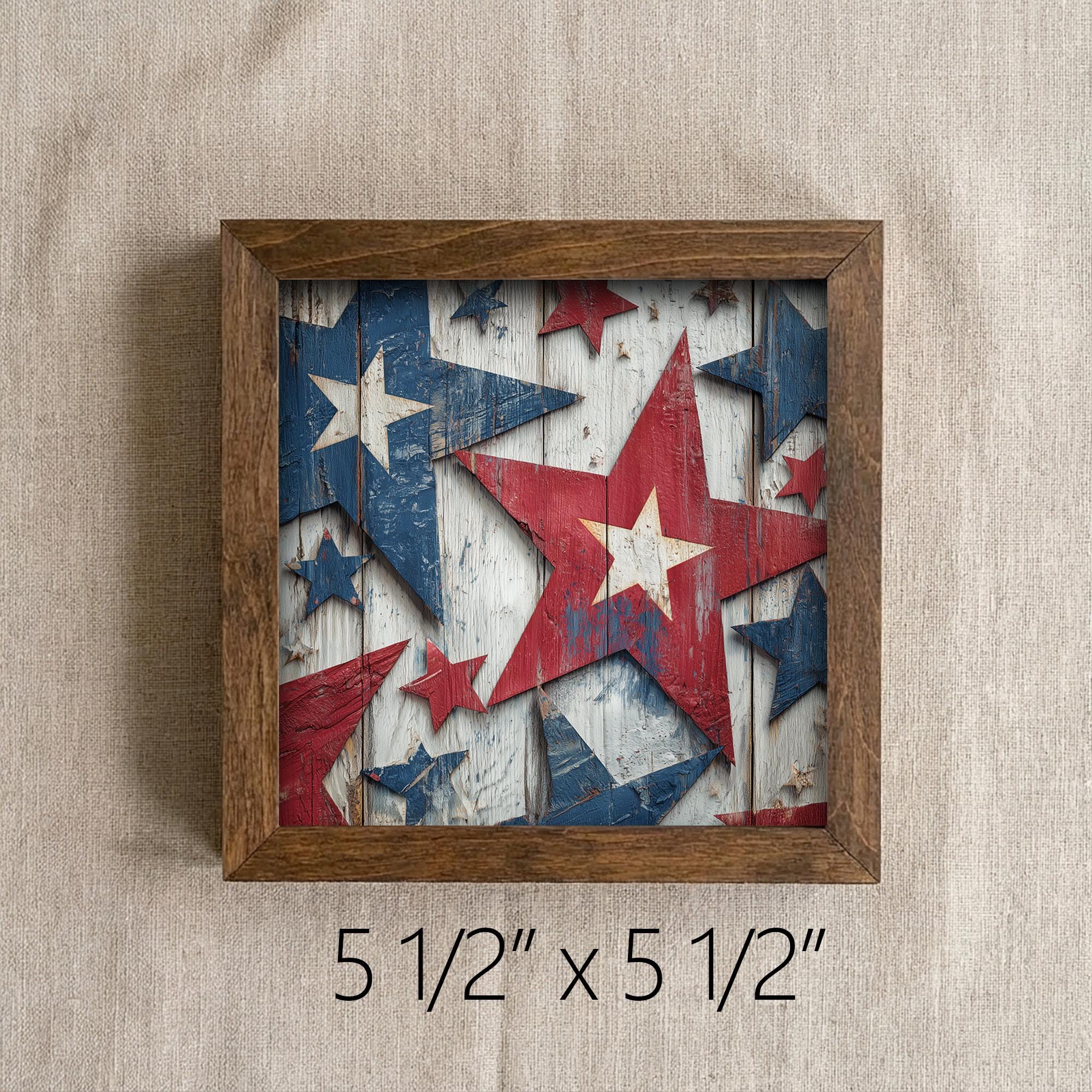 Patriotic Star Wood Sign | Rustic Farmhouse Americana Decor | 4th of July Shelf Sitter | Tiered Tray Star Decor Gift - TheGrumpyRooster