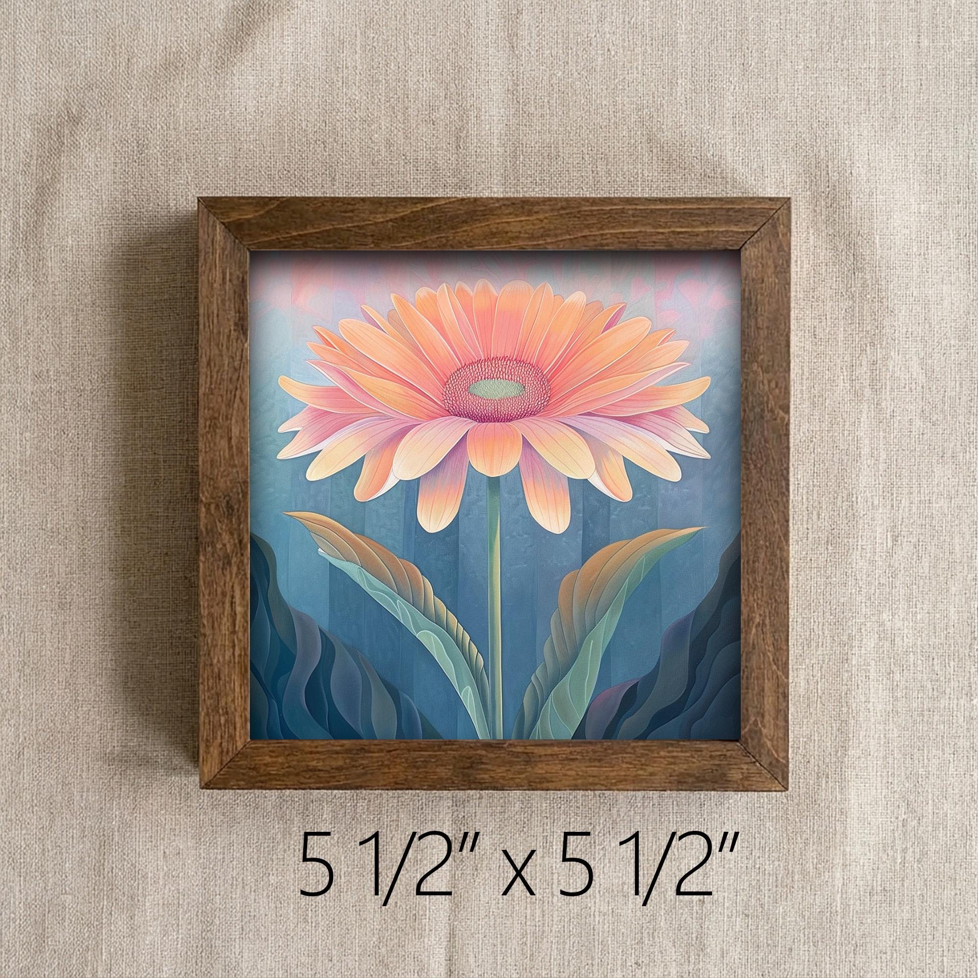 Orange Peach Gerbera Daisy Framed Art with Easel | Bold Floral Wall Art | Botanical Flower Sign | Daisy Home Decor | Floral Gift - TheGrumpyRooster