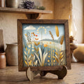 Golden Wildflower Meadow Framed Art with Easel | Botanical Wall Art | Whimsical Nature Decor | Meadow Flower Sign | Floral Gift - TheGrumpyRooster
