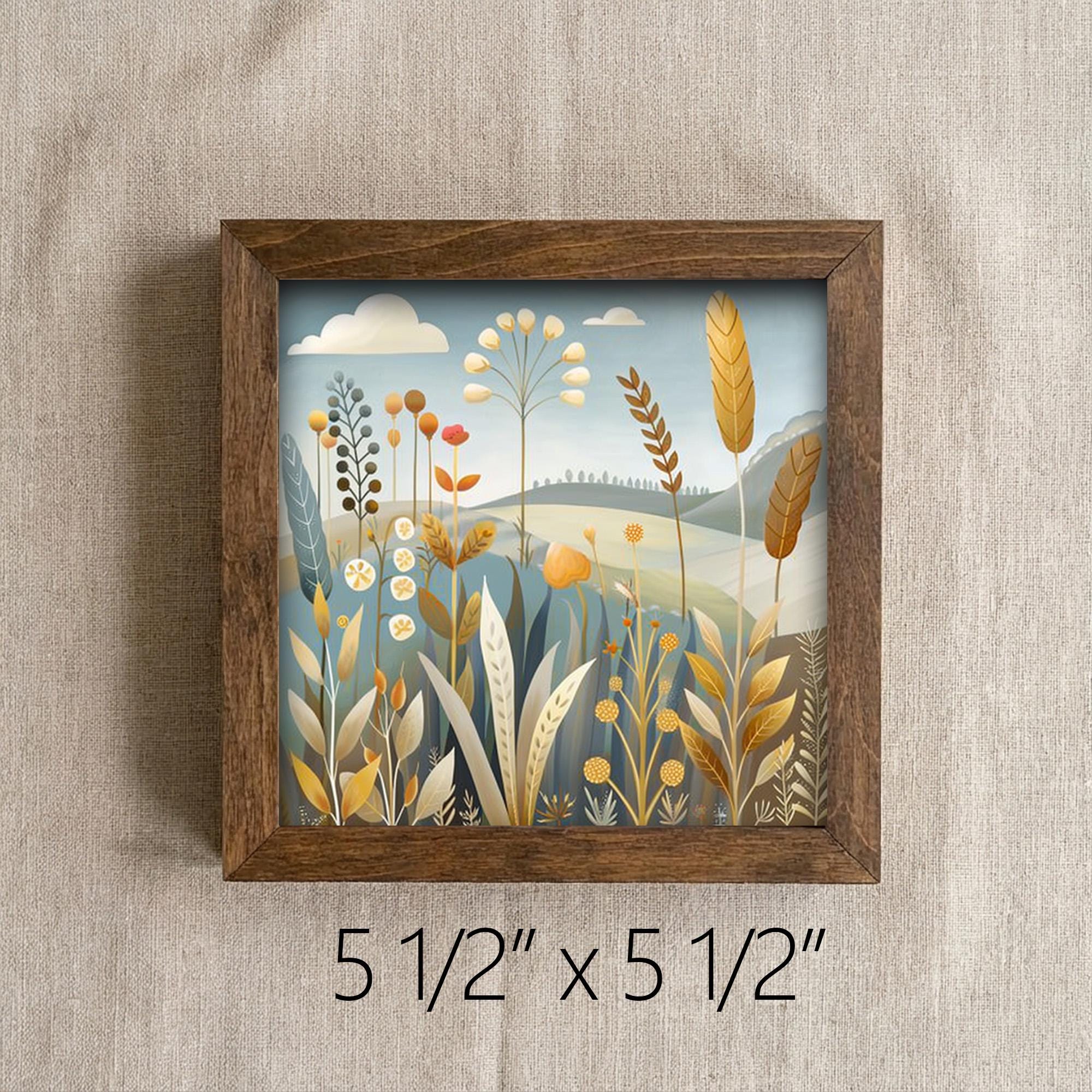 Golden Wildflower Meadow Framed Art with Easel | Botanical Wall Art | Whimsical Nature Decor | Meadow Flower Sign | Floral Gift - TheGrumpyRooster