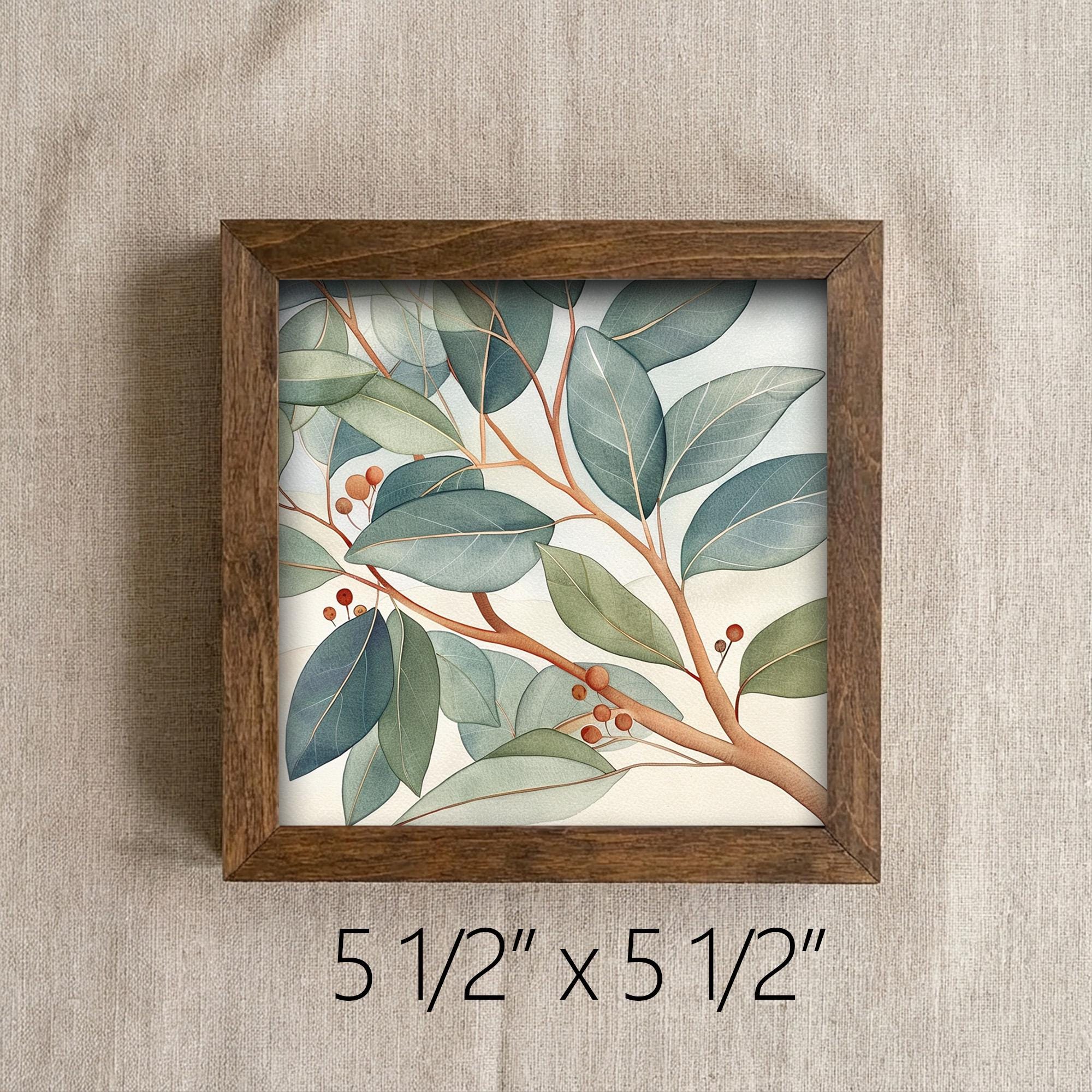 Eucalyptus Branch Framed Art with Easel | Botanical Wall Decor | Green Leaf Art | Farmhouse Botanical Sign | Nature Home Decor - TheGrumpyRooster