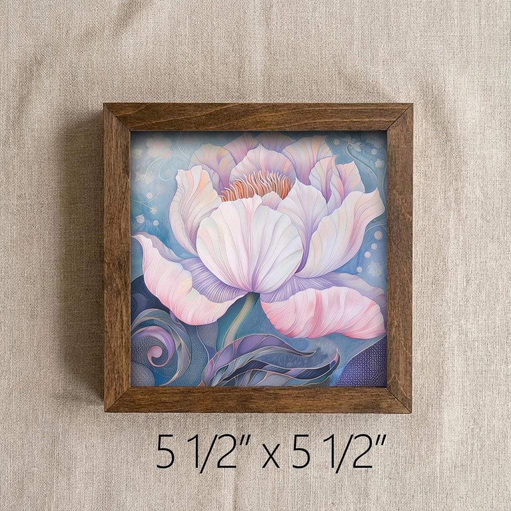 Whimsical Peony Framed Art | Soft Pink Flower Wall Decor | Floral Easel Sign | Botanical Home Decor Gift - TheGrumpyRooster
